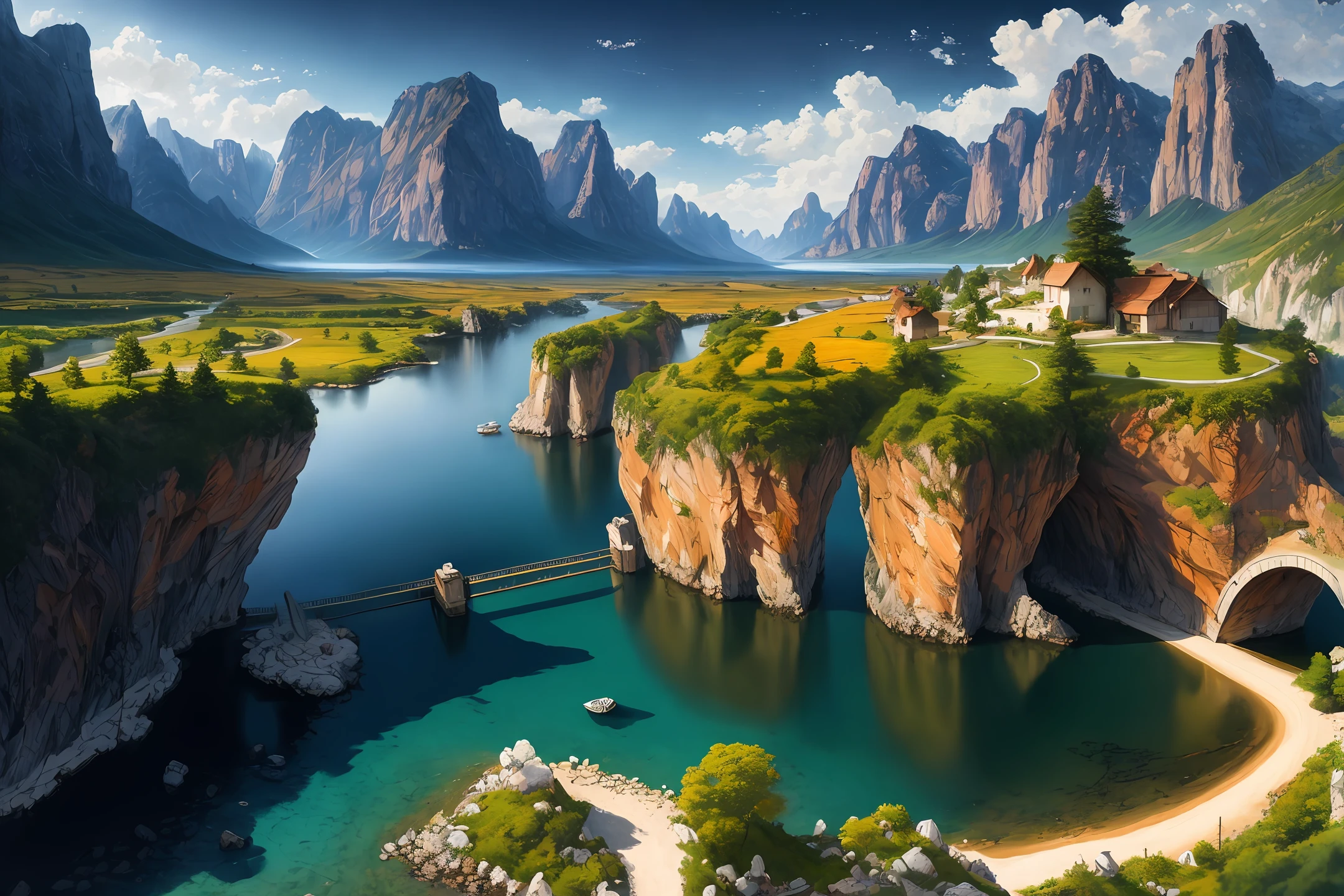 landscape,water,(extremely detailed CG unity 8k wallpaper), most beautiful artwork in the world,professional majestic oil painting,intricate, High Detail, Sharp focus, dramatic, photorealistic painting art