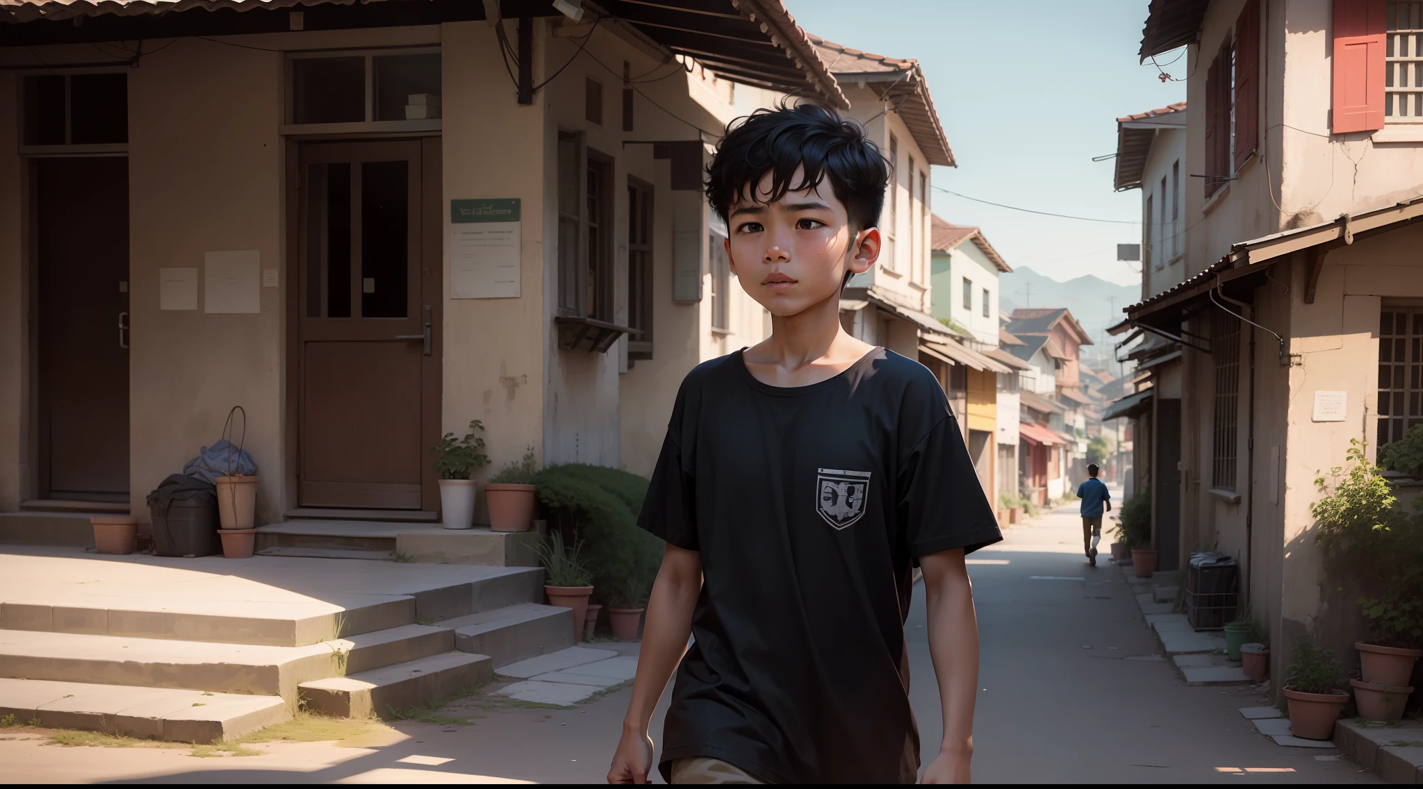 A sense of contrast between the simplicity of the village and the complexity of the city, highlighting the boy's pursuit of a better future.