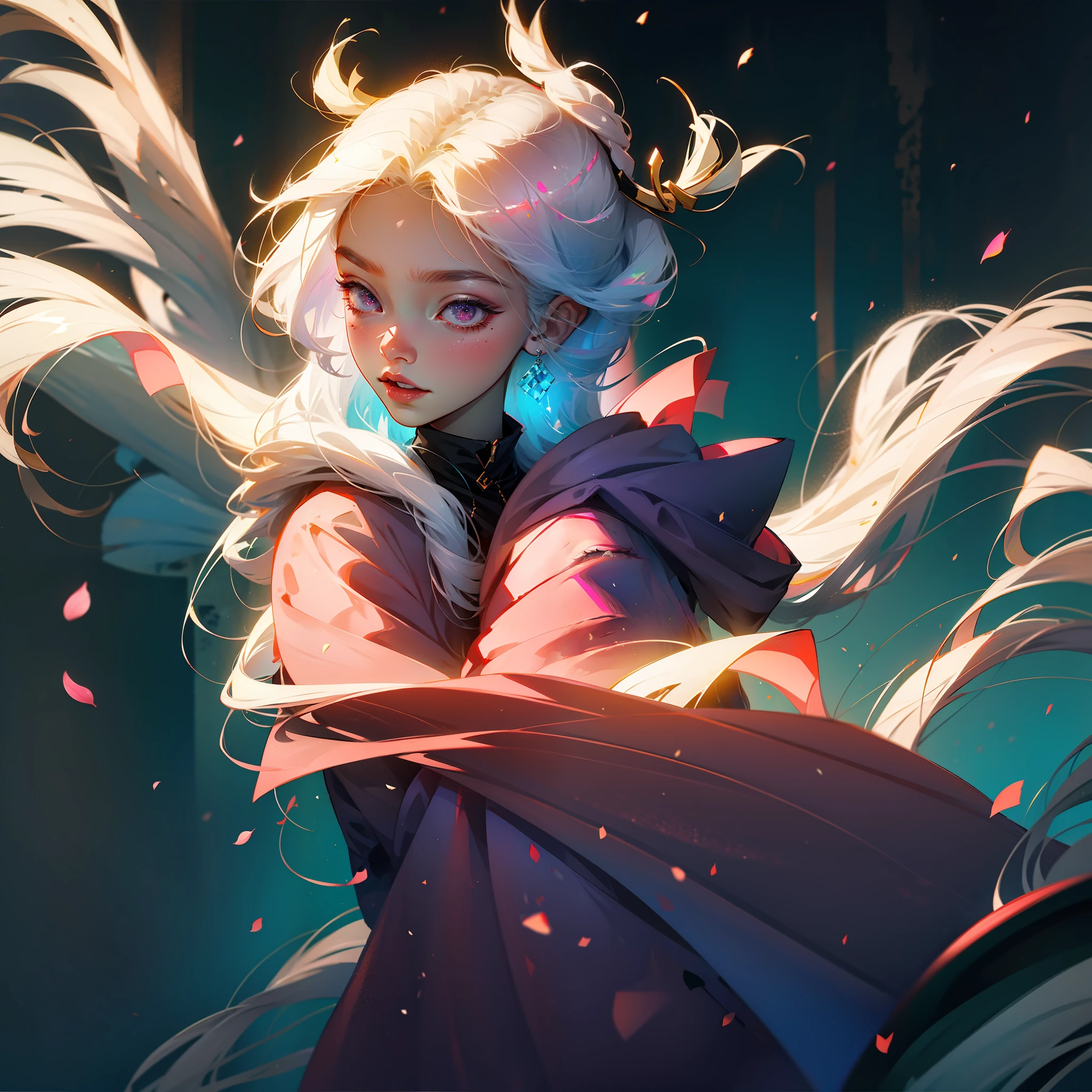 身穿露肩装的修女穿着黑丝，将脚伸在画面前,silver hair,hair over shoulder hood half-closed eyes,pink eyes  laughing anime god rays UHD,high details,high quality 4K --auto