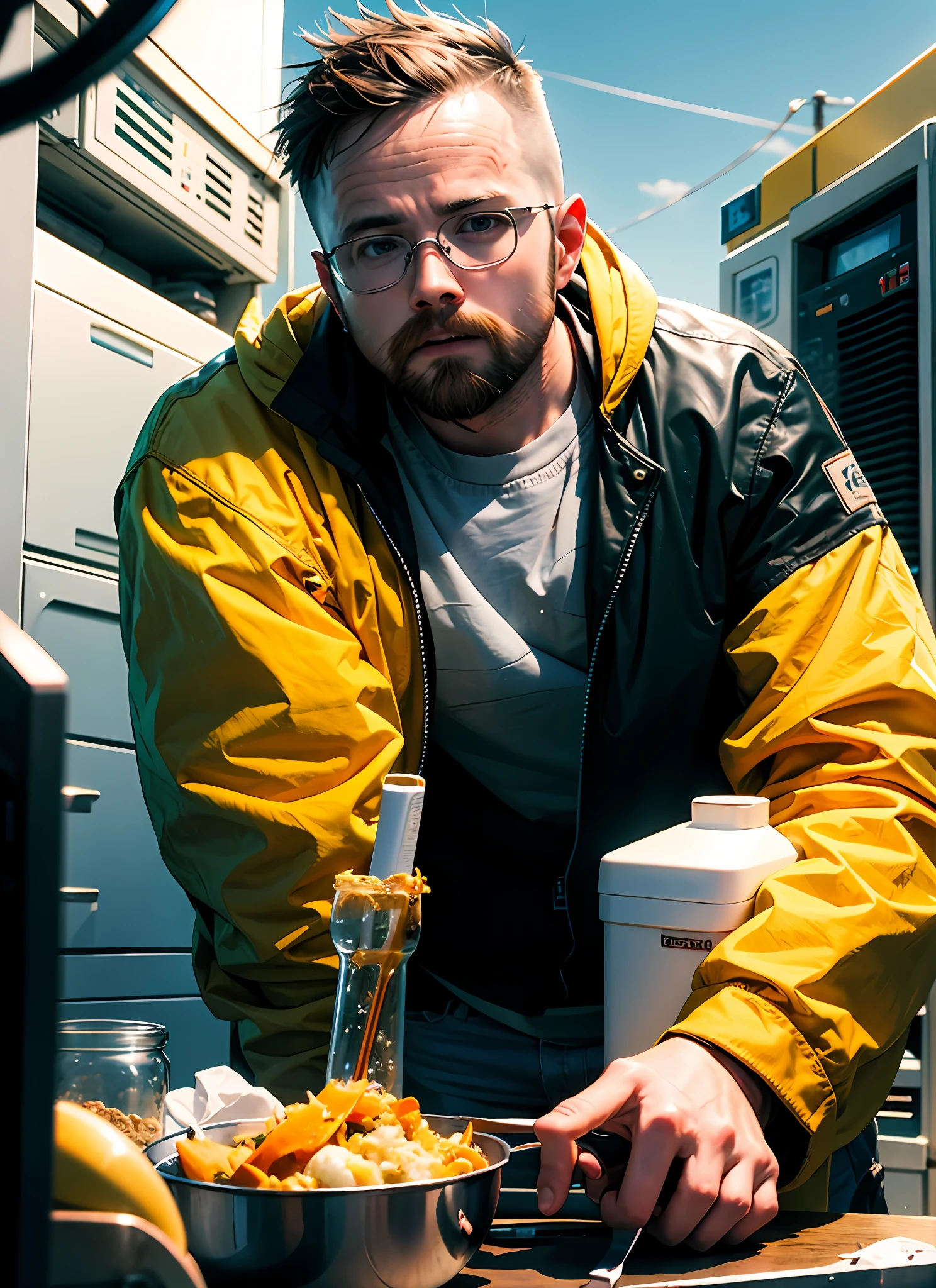Aaron Paul , glasses, mustache, aaron Paul white, breaking bad, want to cook