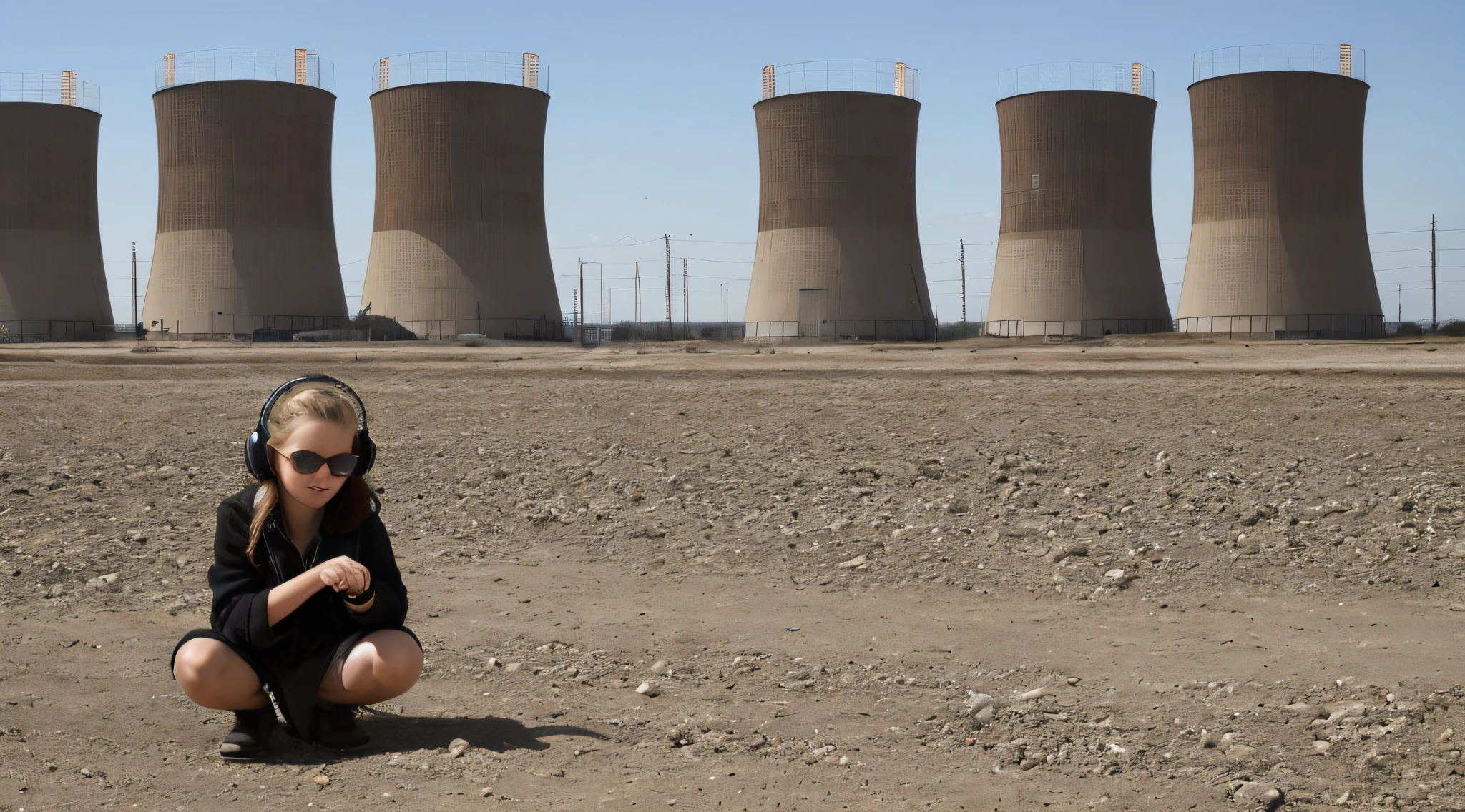 GIRL CHILD 8 YEARS OLD BLONDE HAIR, LONG, CLOSE UP, RUSSIAN STYLE HEADPHONES, BLACK FUR COAT, a closeup of a large pile of yellow barrels with radioactive symbols, nuclear waste, radioactive wastelands, toxic waste, radioactive particles, nuclear wastelands, radioactive, uranium, nuclear, nuclear fallout, post-nuclear, nuclear fashion, post-nuclear fallout, nuclear energy, future of nuclear energy, nuclear, nuclear art, nuclear reactor, nuclear energy, radiation, toxicity, contaminated