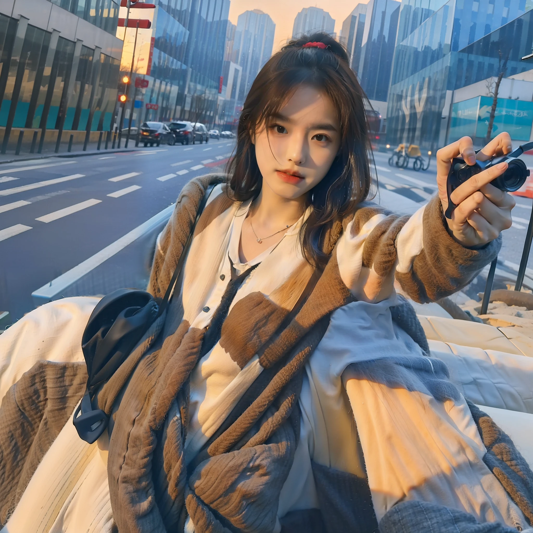 8K, Best Quality, Masterpiece, Ultra High Resolution, (Realism: 1.4), Original Photo, (Realistic Skin Texture: 1.3), (Film Grain: 1.3), (Selfie Angle)