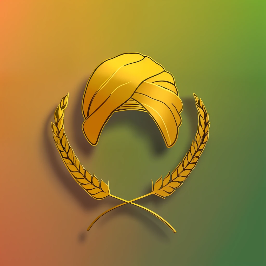 a hand drawn illustration of a turban and wheat, turban, ornate turban, emblem of wisdom, wearing a turban, has a laurel wreath, gilded gold halo behind head, laurel wreath on his head, simple illustration, by Manjit Bawa, in laurel wreath, wearing golden laurel wreath, inspired by Manjit Bawa, created in adobe illustrator, golden circlet