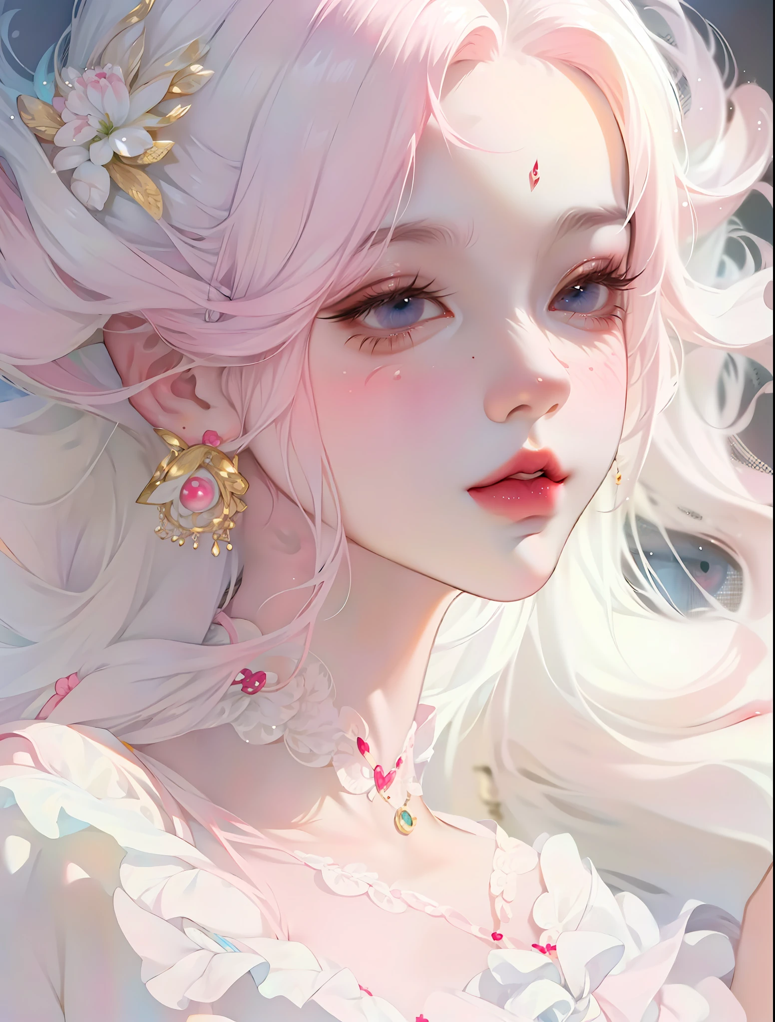 Anime girl taking pictures with pink hair, gwiz style artwork, gwiz, beautiful anime portrait, pink girl, flowing pink hair, cute realistic portrait, fantasy art style, upper body, beautiful anime style inspired by chengiwa-kun, anime style. 8K, Bowater art style, popular 8K in CG station, background is sea