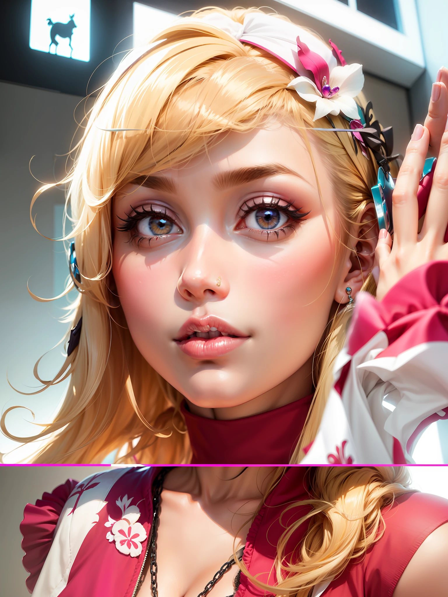 Barbie style, blonde, remove the square