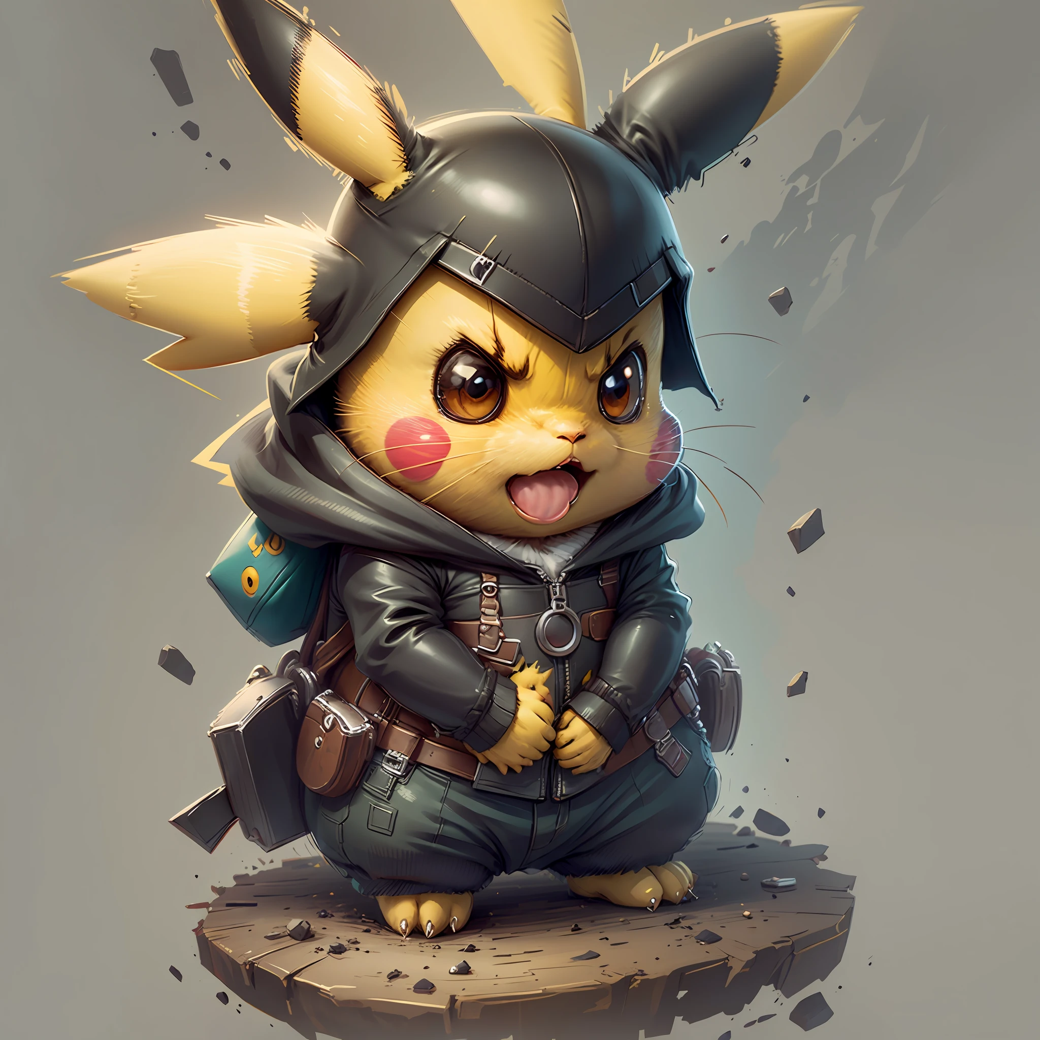 Start with a basic sketch of Pikachu, with a Thor hammer in one hand and wearing a red cape with gold accents.

Add some Thor features such as a helmet with wings and boots with metal details to add a more authentic touch to the character.

To give Pikachu a fluffy touch, overdo the dimensions of his head and ears and add rosy cheeks.

Use vibrant, cheerful colors to bring your drawing to life, with shadows and highlights that create depth and texture.

Add a suitable background to the drawing, such as a scenario that shows Pikachu in action or a simple background that doesn't distract the character's attention.

To finish, add some clean and crisp lines that highlight the characteristics of the character and add a more "cartoon" touch to the drawing.