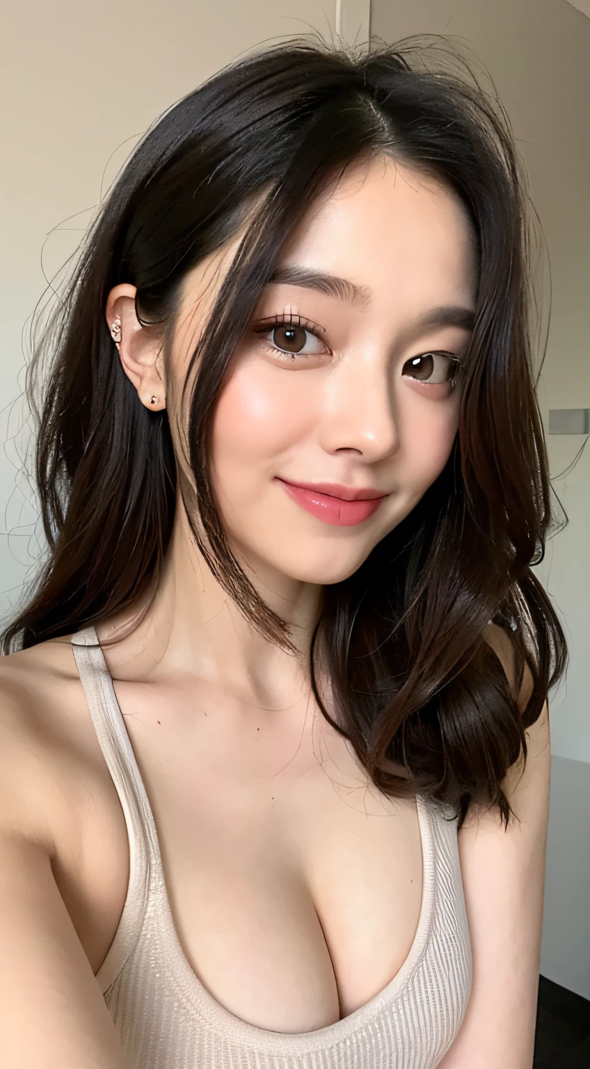 ((Best Quality, 8K, Masterpiece: 1.3)), 1girl, Slim Abs Beauty: 1.3, (Hairstyle Casual, :1.2), Tight dress, super fine face, Delicate eyes, Double eyelids, smile. Take pictures in cute poses, very low figure, small waist, big breasts, close-up, close-up