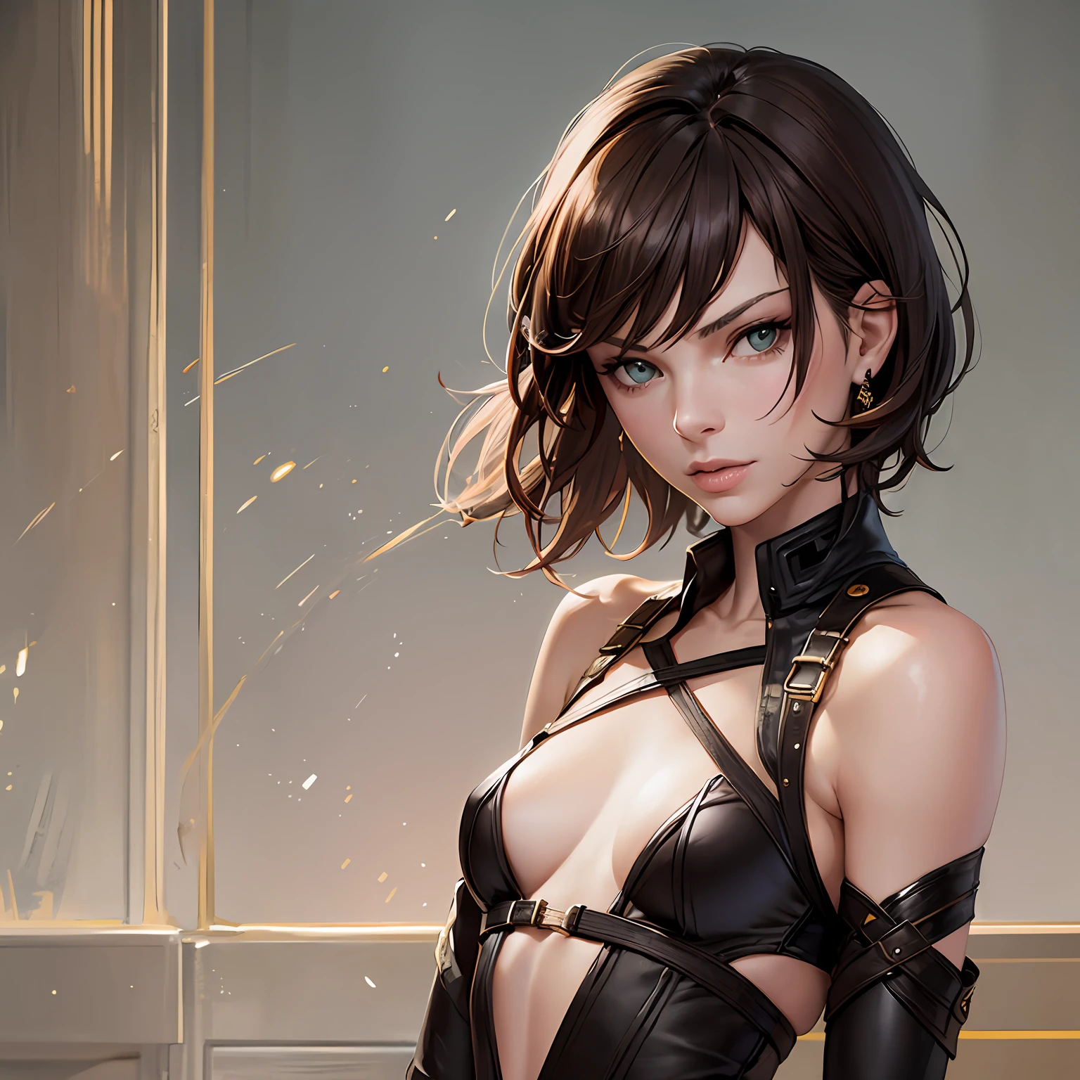 Milla Jovovich with ((very small chest))