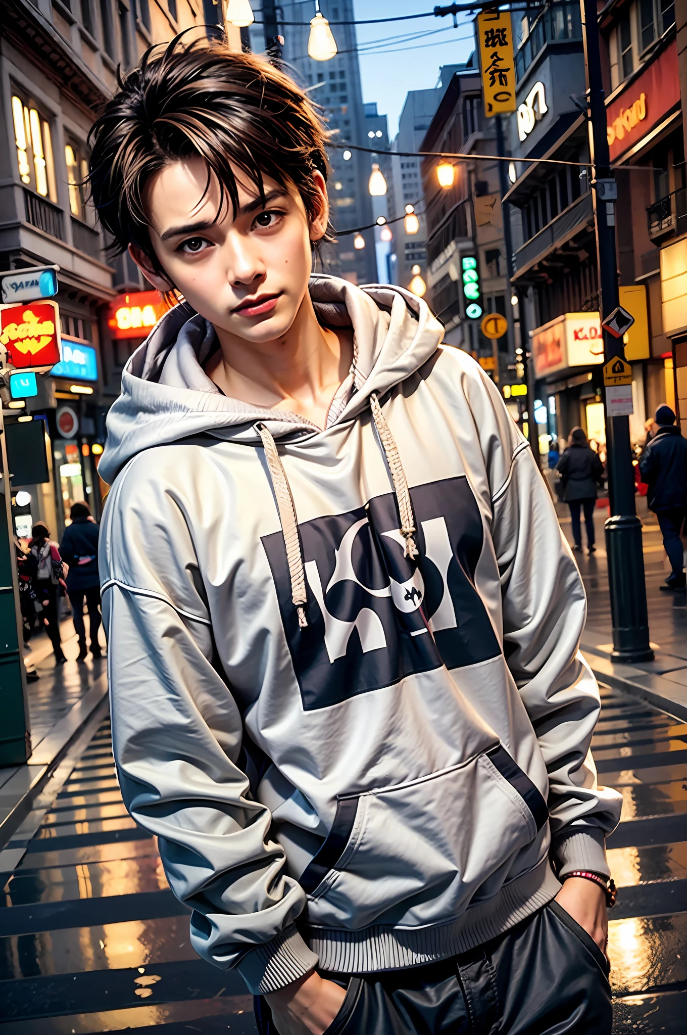 anime guy in a hoodie standing on a city street, digital anime illustration, 4 k manga wallpaper, anime art wallpaper 8 k, male anime style, 4k anime wallpaper, young anime man, high quality anime artstyle, handsome guy in demon slayer art, anime style illustration, anime style 4 k, anime wallpaper 4 k, anime wallpaper 4k, anime boy