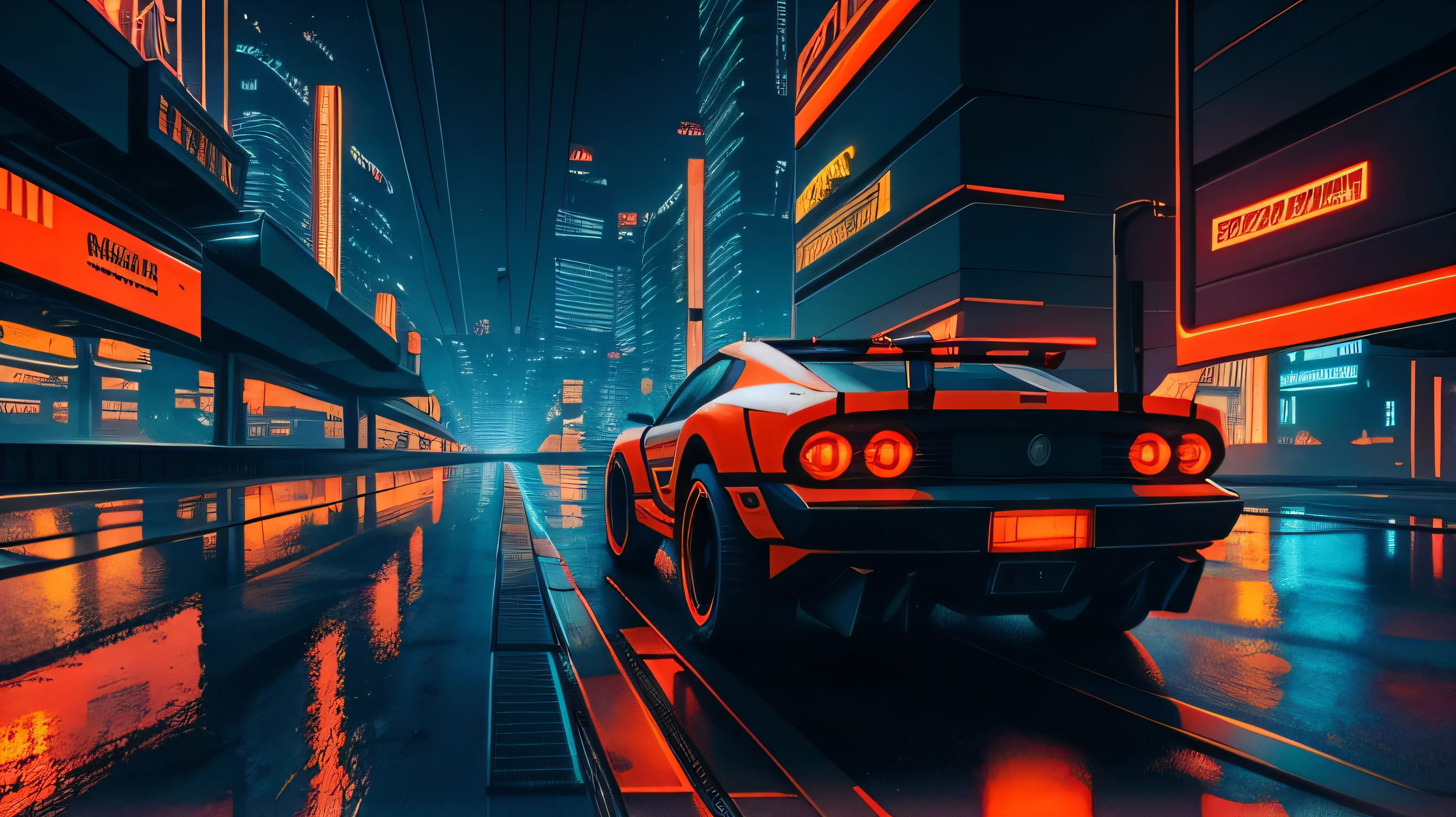 retrowave. city, 2022 vw tiguan, wide body kit, road, purple neon lights, sun, mountain, 
(masterpiece, detailed, highres),