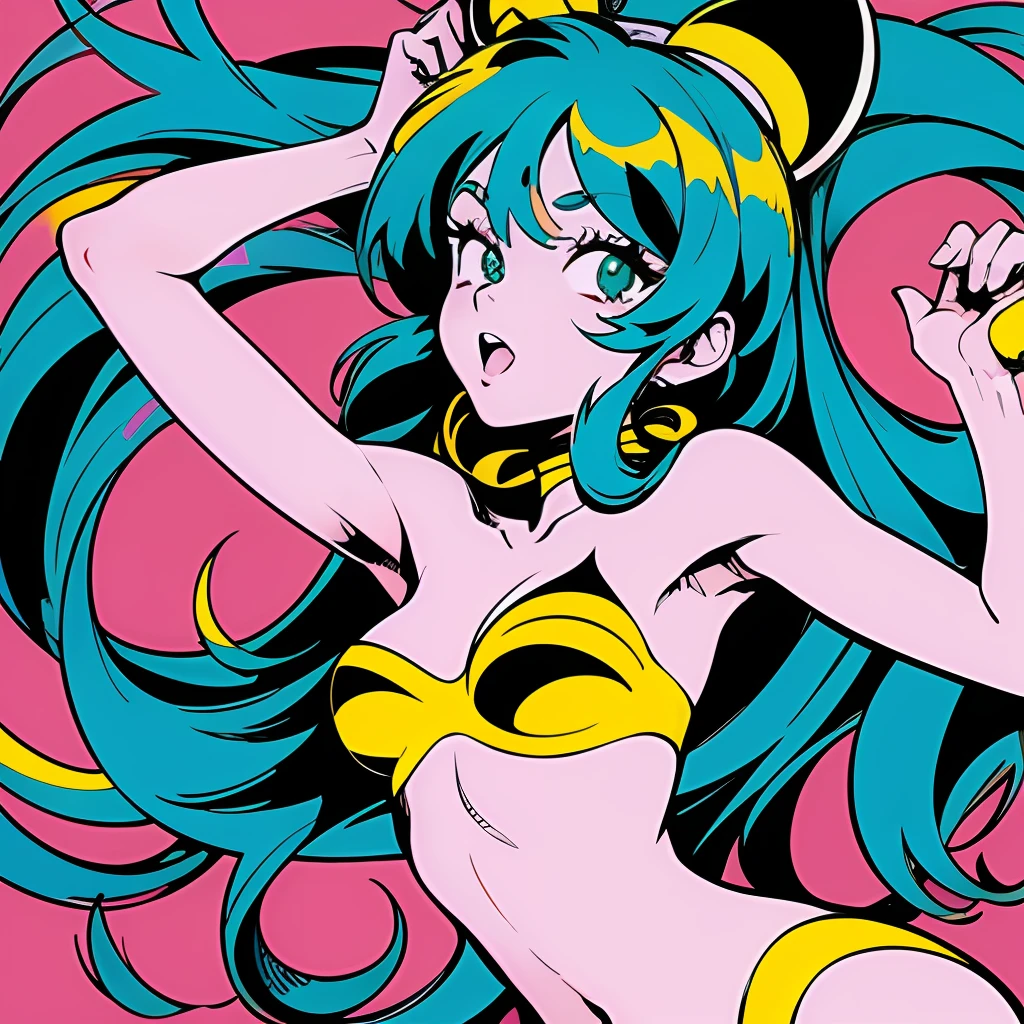 (Ultra Detailed,Ultra High Definition,Detailed Background),((2D)),((Flat Color)),((Colorful)),Urusei Yatsura