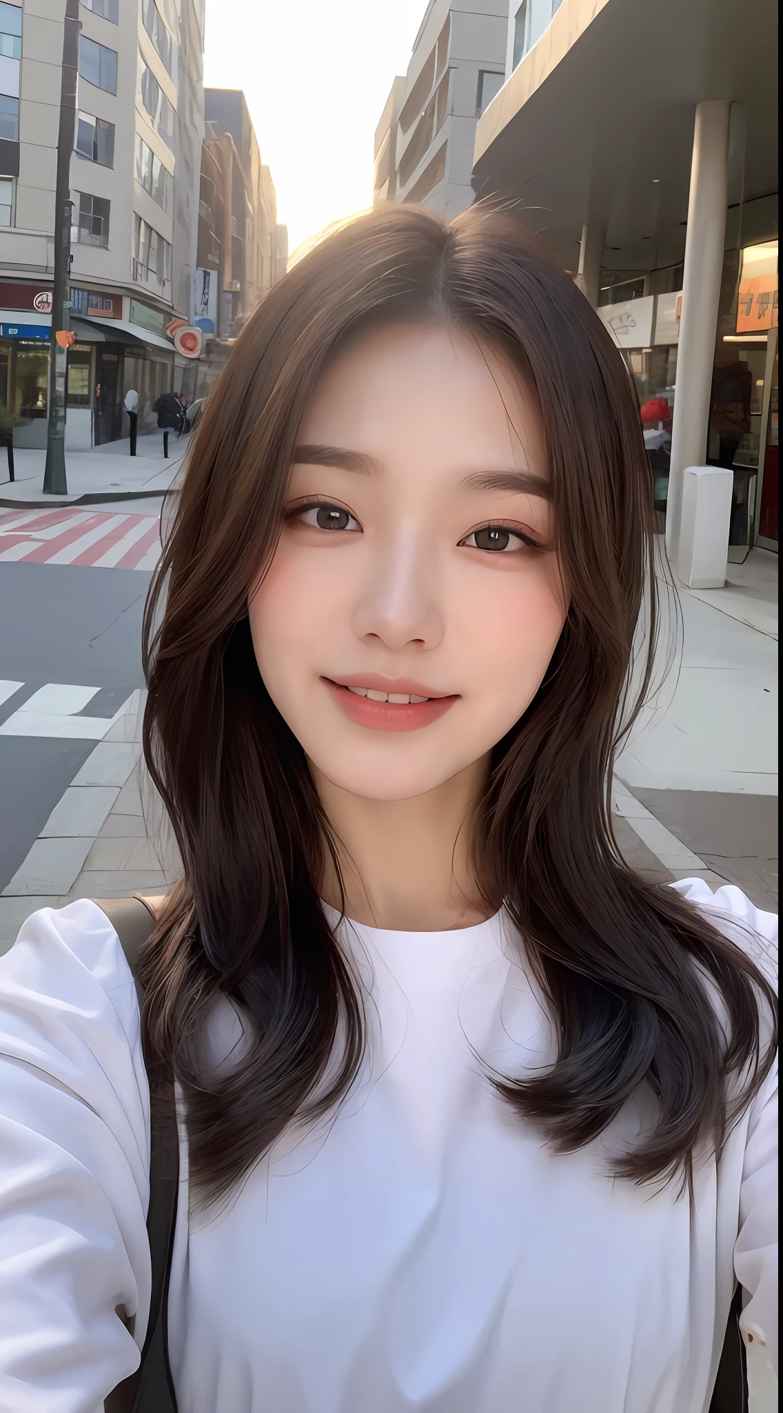 ((Top Quality, 8K, Masterpiece: 1.3)), Focus: 1.2, Perfect Beauty: 1.4, Butt: 1.2, ((Layered Hairstyle, Breasts: 1.2)), (Wet Clothes: 1.1), (Sunset, Street: 1.3), Halfway Dress: 1.1, Highly Detailed Face and Skin Texture, Narrow Eyes, Double Eyelids, Whitening Skin, Long Hair, (Shut Up: 1.3), Smile, Beauty Unreal