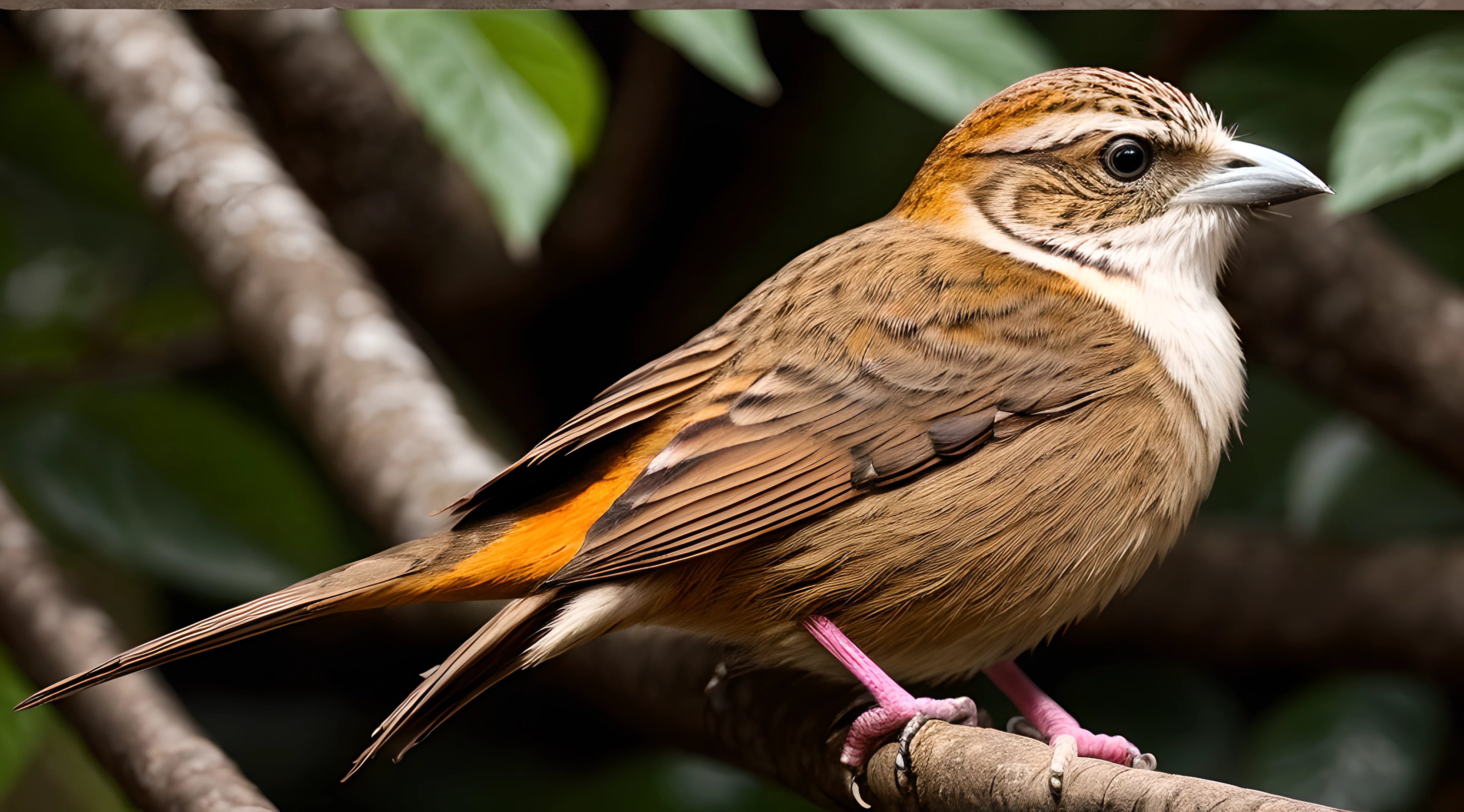 (masterpiece, best quality:1.2), ultra-detailed, Pink and brown bird, (realistic:1.5),
