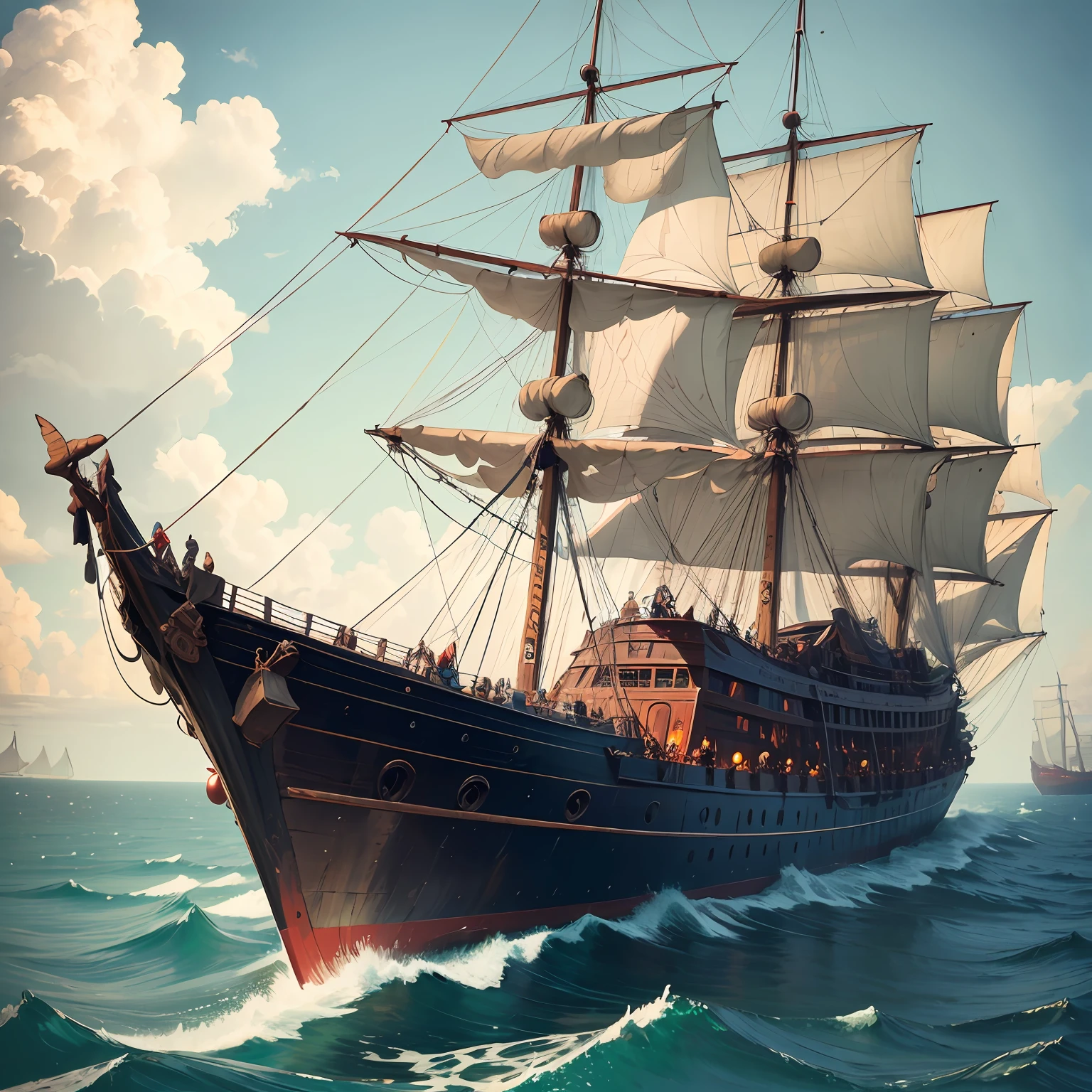 slave ship, slave trade, Portuguese caravel, 1500s --auto