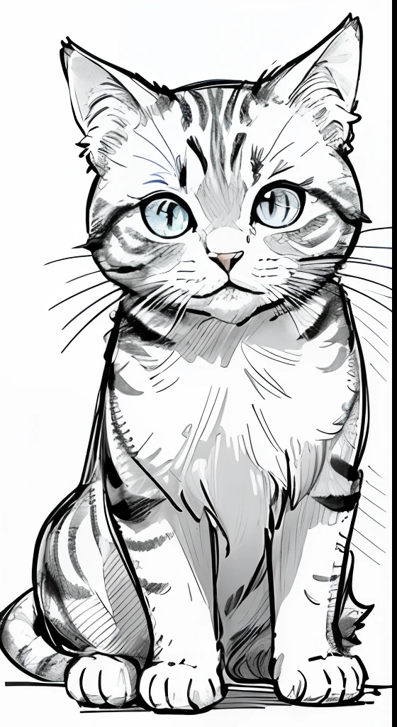 masterpiece, superlative, Birman cat, flower line drawing background, white background, monochrome, line drawing, ((sketch))