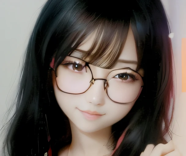 There is a woman with glasses, Chiho, with glasses, Junko Enoshima, wearing small round glasses, wearing thin and large round glasses, wearing glasses, Yoshitomo Nara, headshots, Urzo, Guviz, real life anime girls, cute nature anime faces