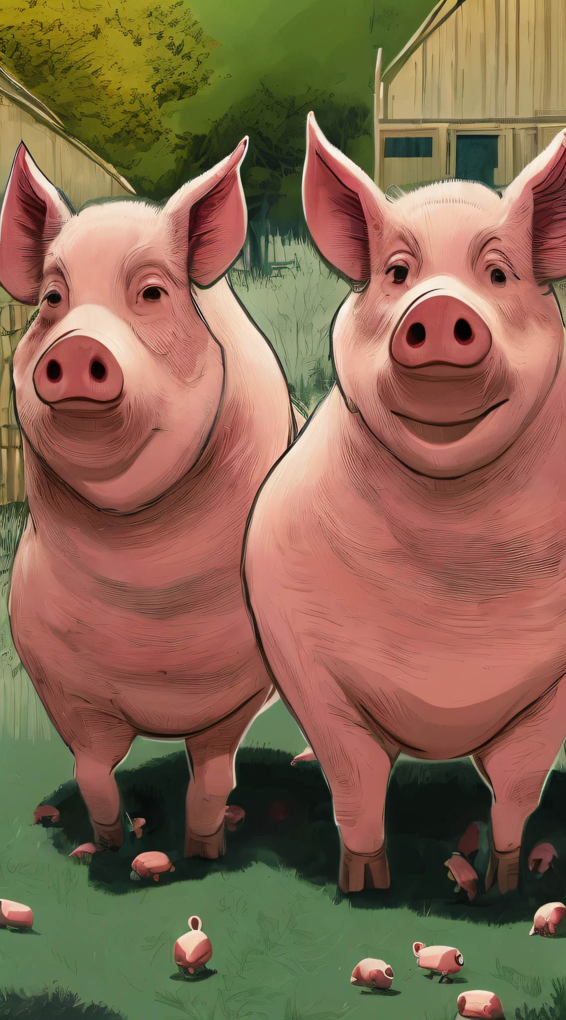 pig hooves, complete and well designed, rosacea skin of pigs, hairless