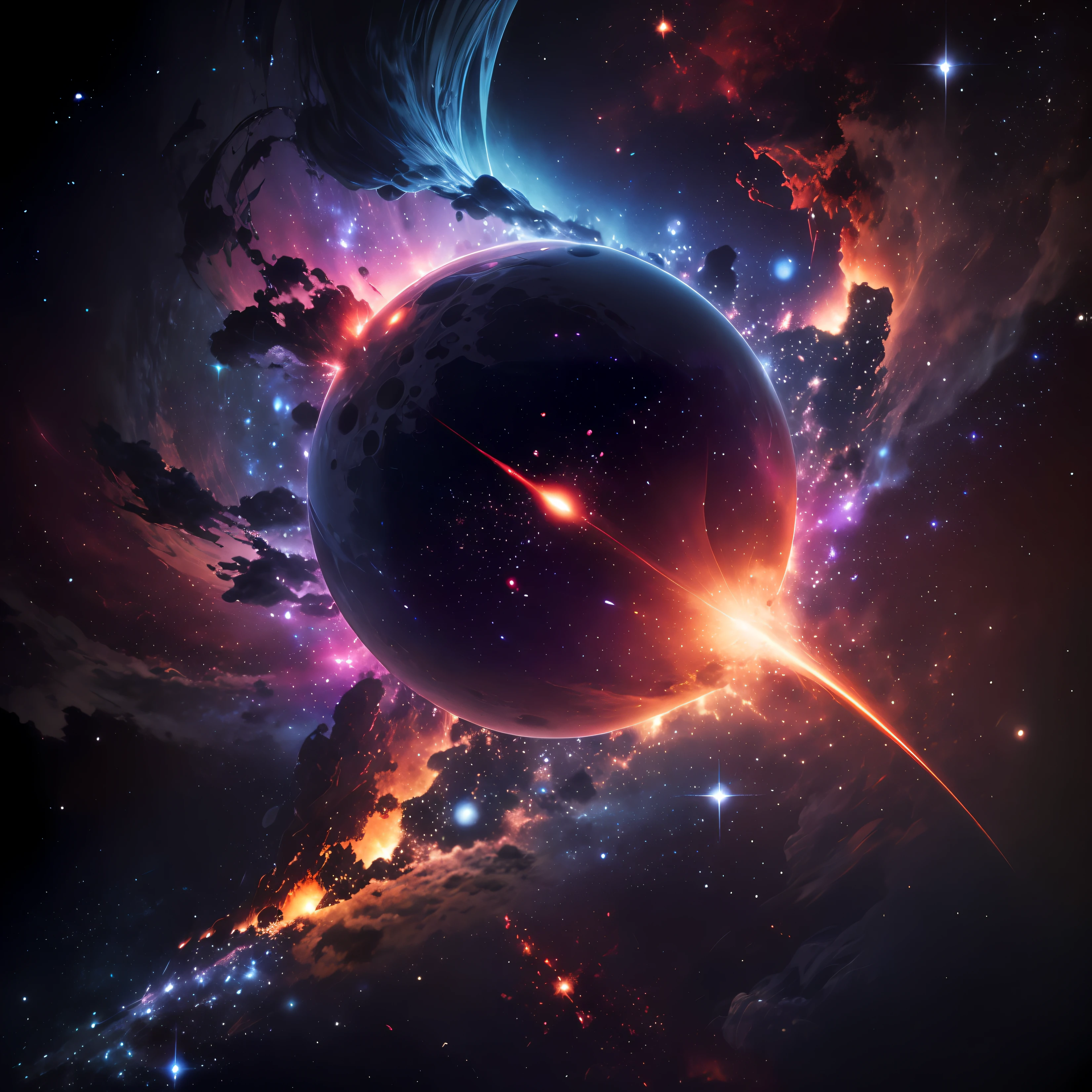 remove the foci of light glows, leave only the dark side of the planet