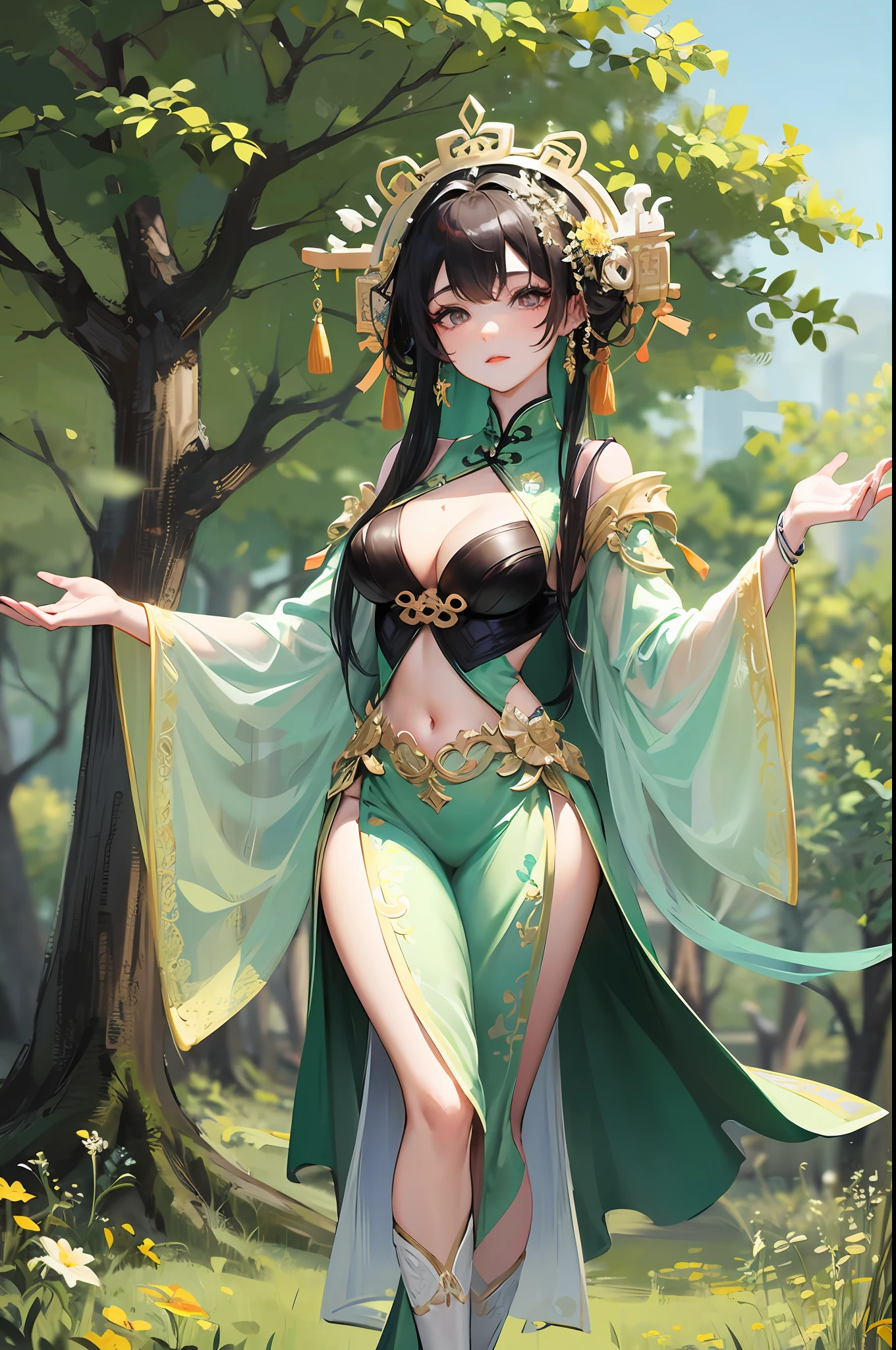 arafed asian woman posing in a field with a green blanket, gorgeous chinese model, tall thin beautiful goddess, nature goddess, photo of slim girl model, young sensual graceful, hot with shining sun, beautiful asian girl, outdoors, sexy girl, asian girl with long hair, beautiful goddess, in a open green field, in a grassy field, beautiful full body shot --auto --s2