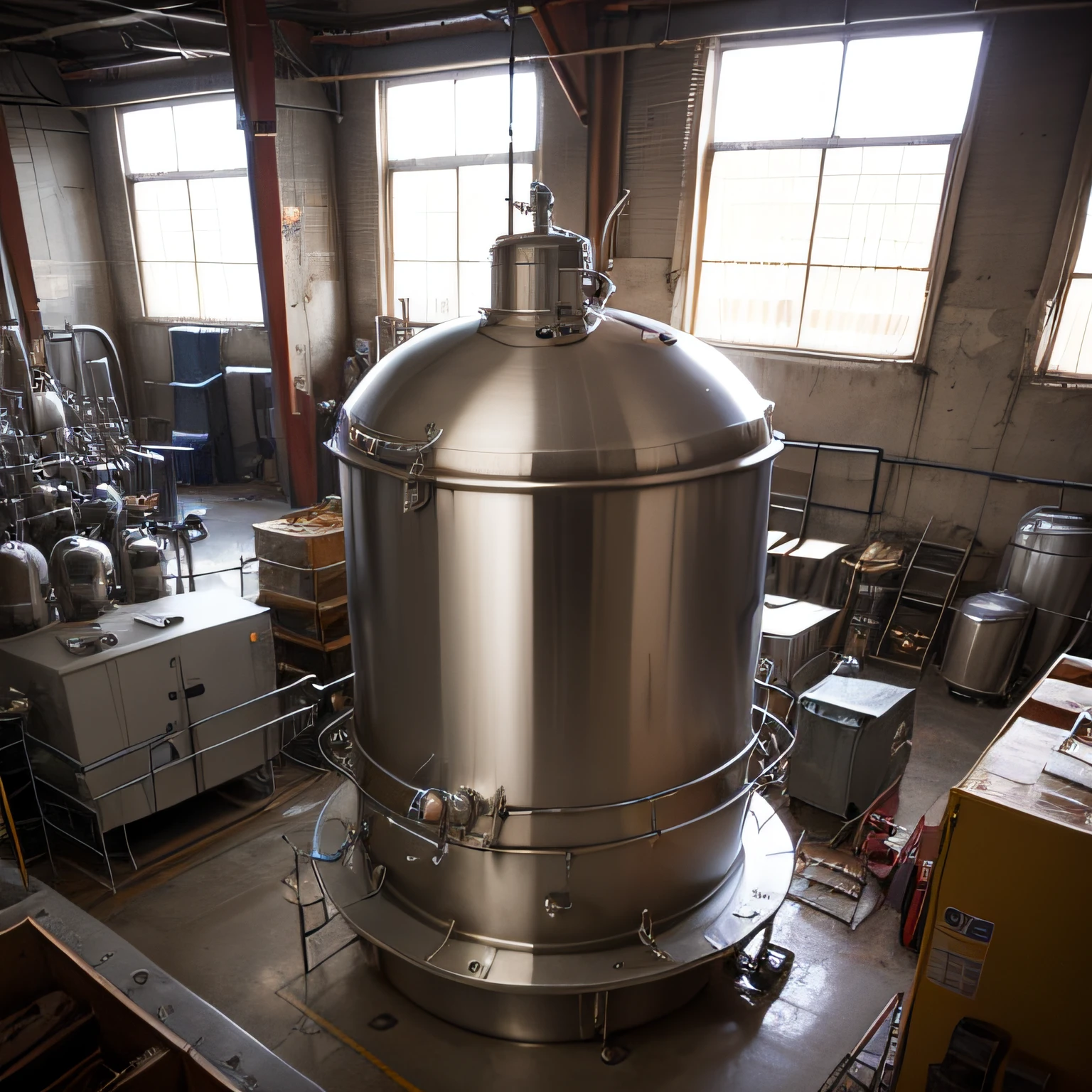 stainless steel tank, completely stainless steel. simple, bottom of a factory --auto