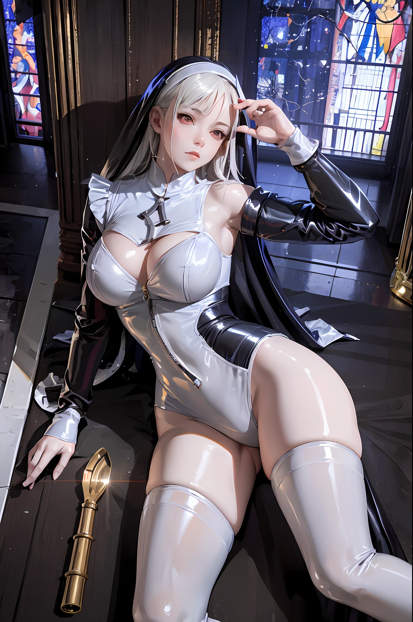 there is a woman in a latex outfit posing for a picture, shiny white skin, glossy white armor, trending on cgstation, wlop glossy skin, tifa lockhart with white hair, from girls frontline, white shiny skin, trending at cgstation, fine details. girls frontline, 3 d white shiny thick, anime character; full body art