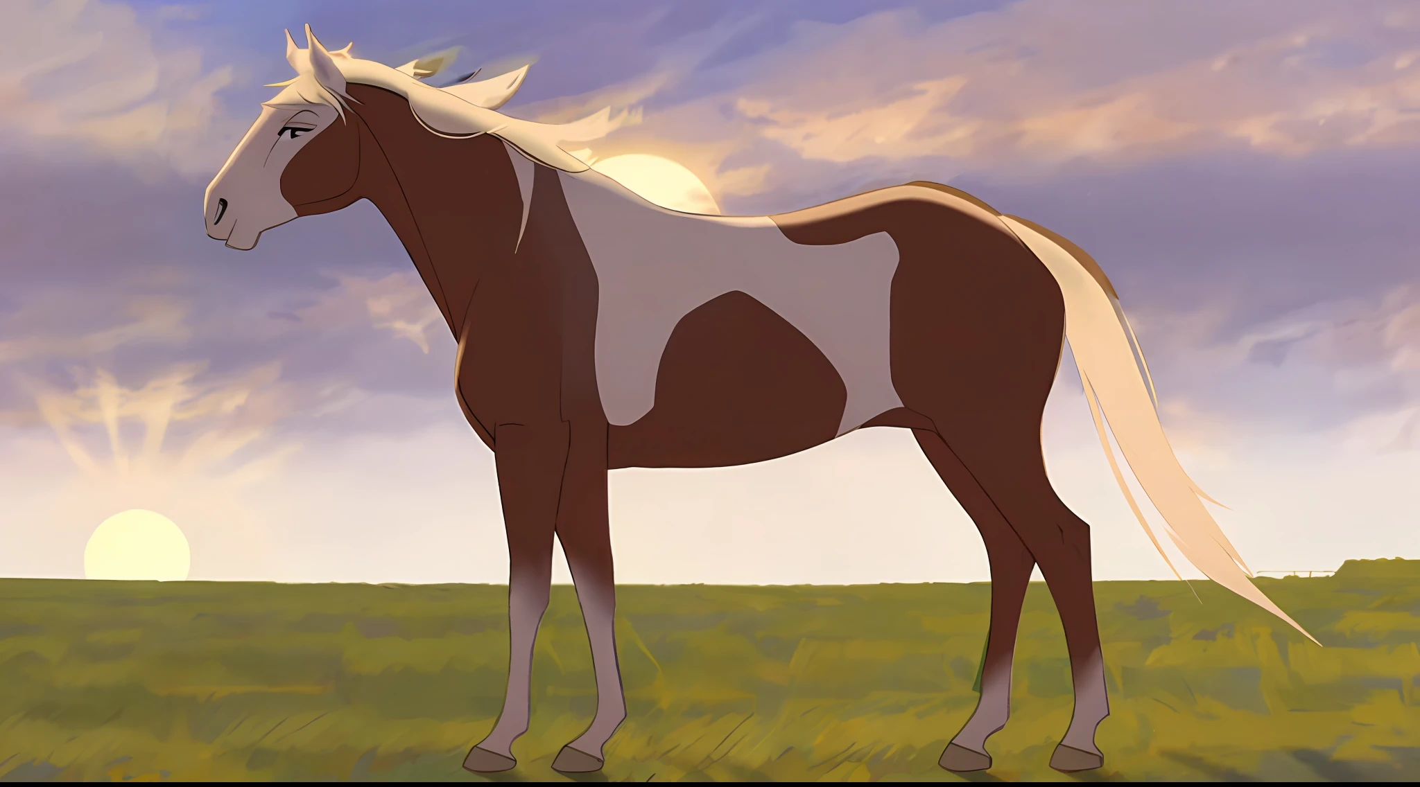 A horse stands at sunset on the prairies, rain_from_spirit2002