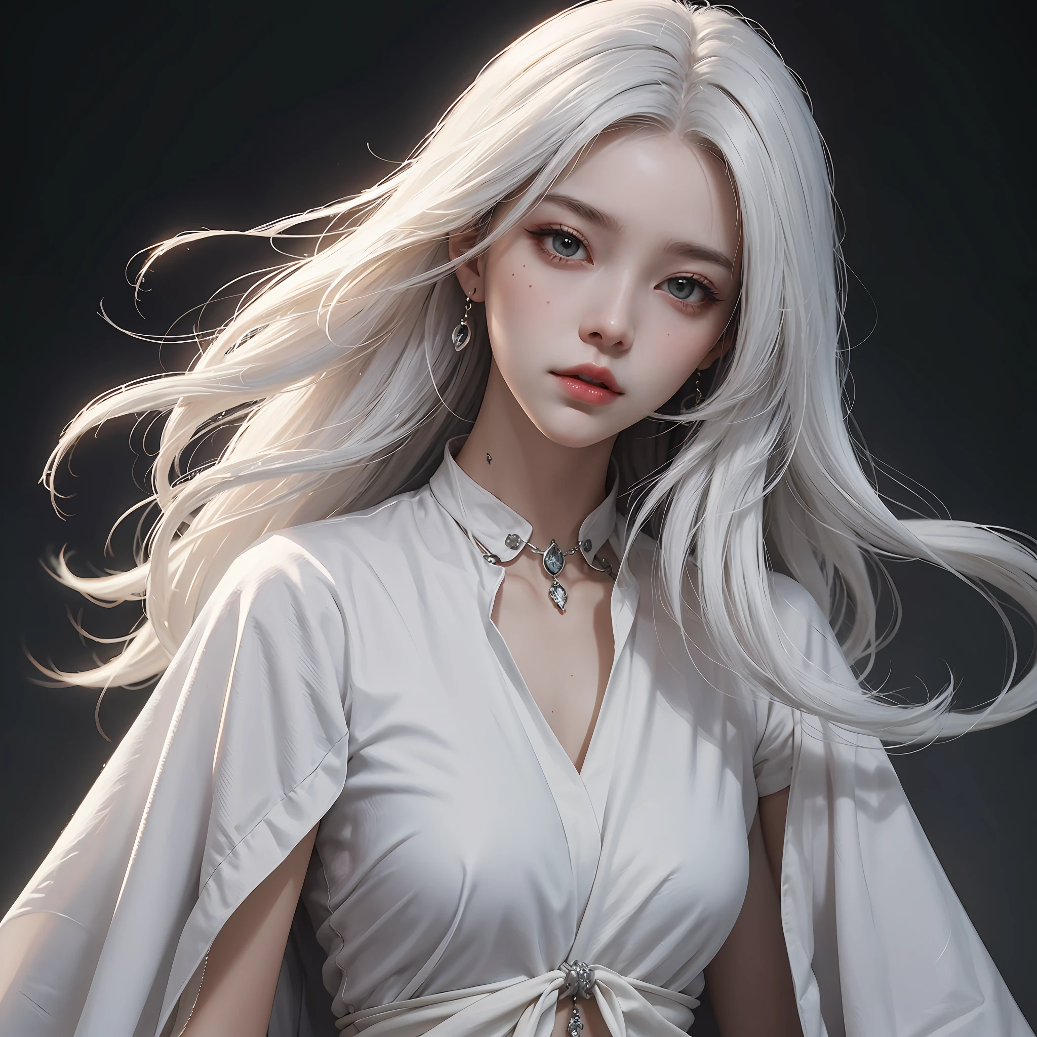 a close up of a woman with white hair and a white mask, beautiful character painting, guweiz, artwork in the style of guweiz, white haired deity, by Yang J, epic exquisite character art, stunning character art, by Fan Qi, by Wuzhun Shifan, guweiz on pixiv artstation --auto