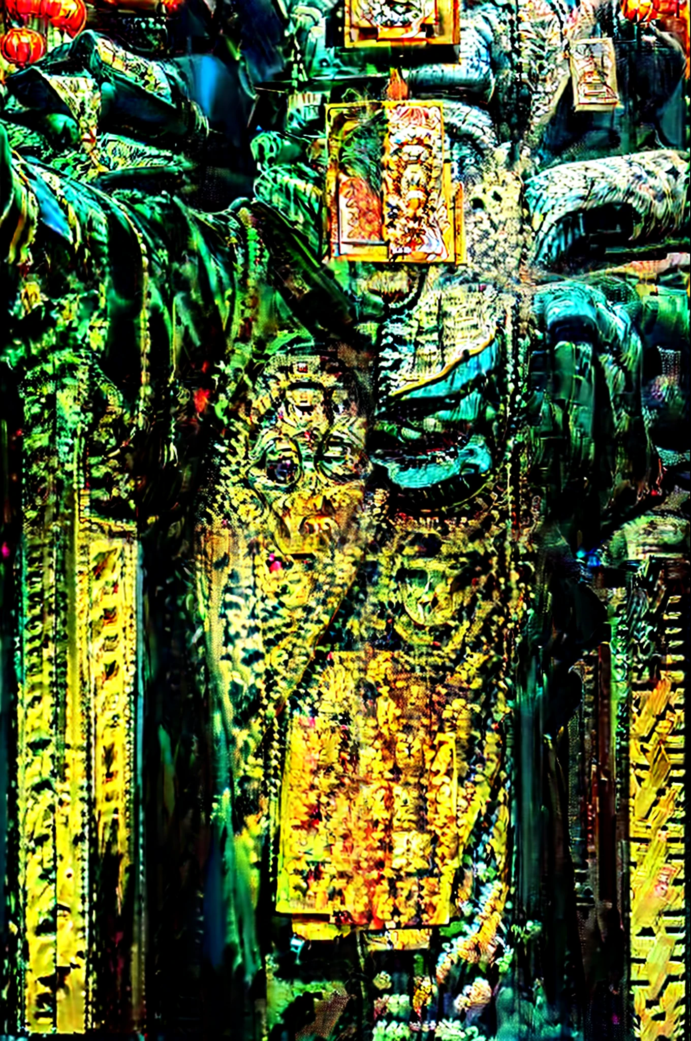 ((realistic))),((masterpiece), (best quality), ultra high res, (raw photo:1.2), (photorealistic:1.4), Exceptional detail, dramatic lighting, highres, 8k, absurdres, 1boy, (Chinese_Qing_zombie:1.5), jewelry, full body, full moon, ancient Chinese building, Chinese tower, obsolete, close up,(selfie:1.3), red dark sky,