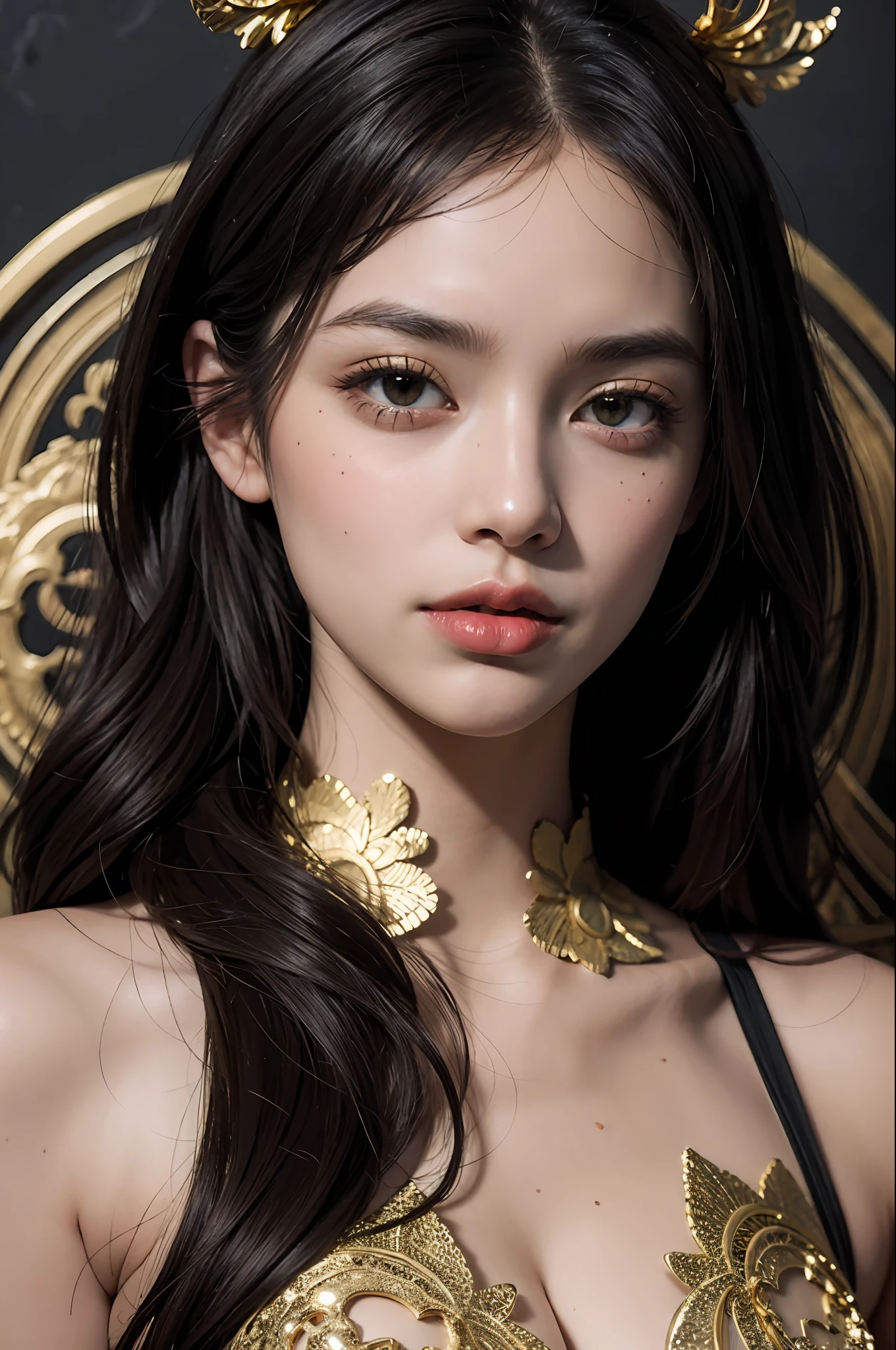 (masterpiece, top quality, best quality, official art, beautiful and aesthetic:1.2), (1girl), extreme detailed,colorful,highest detailed, official art, unity 8k wallpaper, ultra detailed, beautiful and aesthetic, beautiful, masterpiece, best quality, (zentangle, mandala, tangle, entangle) ,holy light,gold foil,gold leaf art,glitter drawing, PerfectNwsjMajic