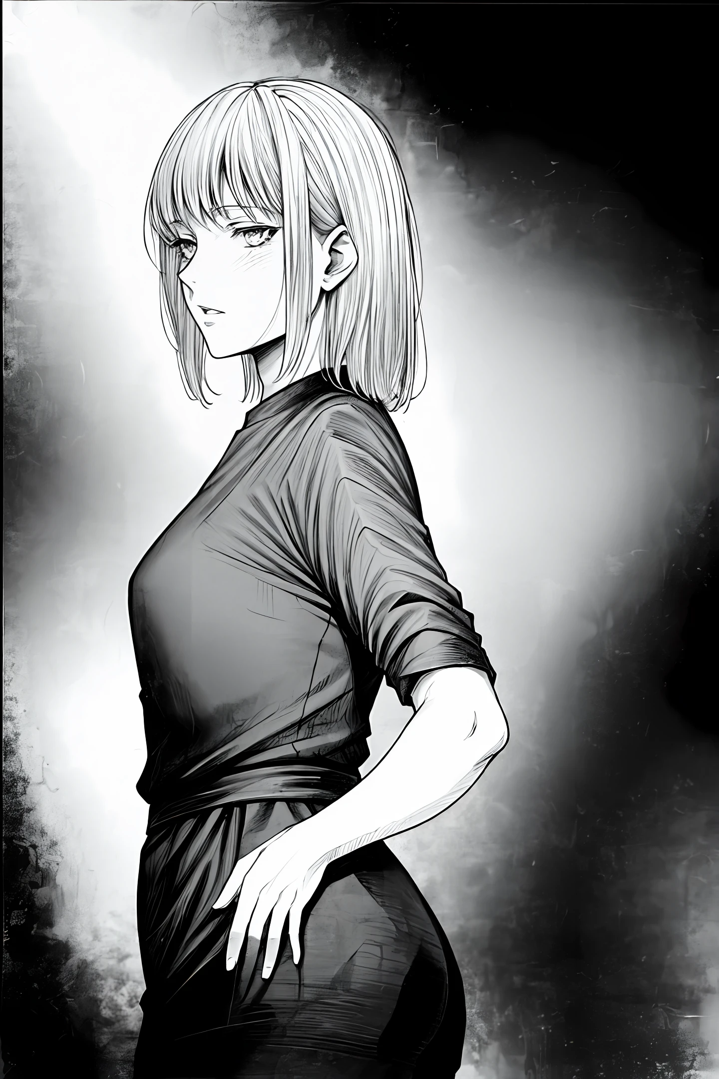 Manga page, story about a woman about to have