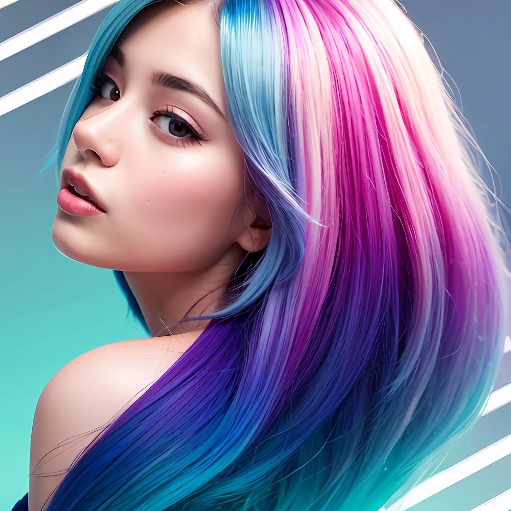 Powder blue gradient color hair glow