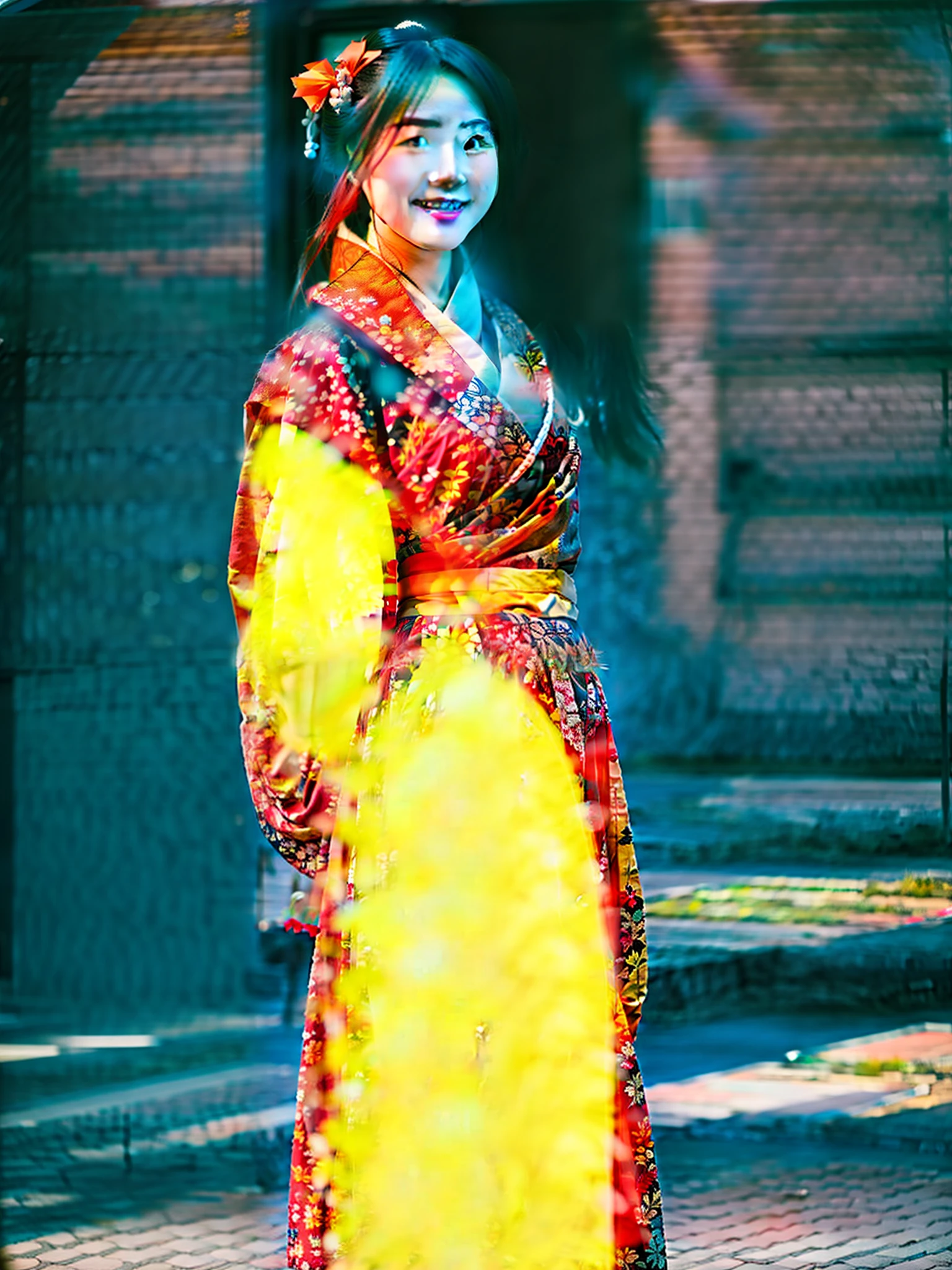 /Drawing Studio photo, white background, a young woman in Hanfu, ultra-wide angle shot, full body, center view, smile::5 studio lighting, shot on Fujifilm Pro 400H-ar 16:9