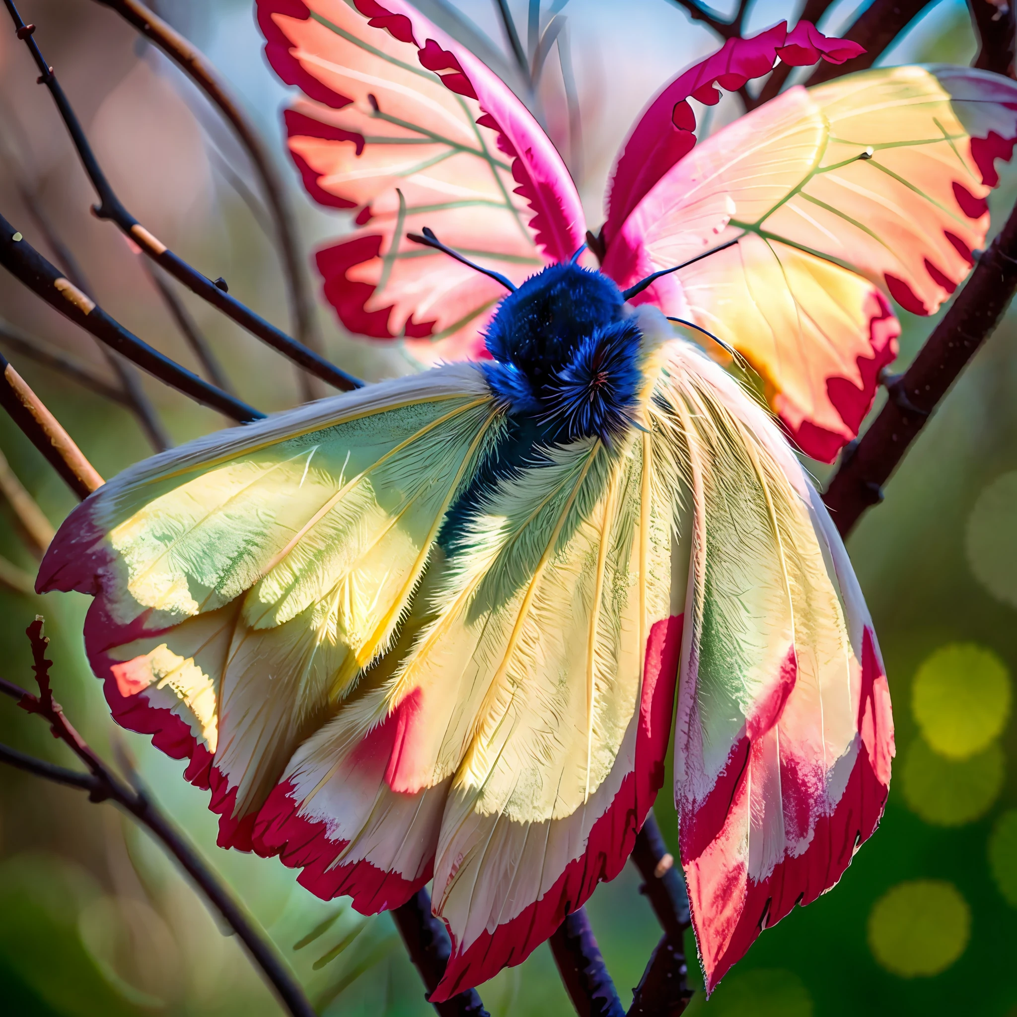 (many different butterflies in deep dark color: 1.1), blurry_background, depth_of_field, motion_blur, photorealistic, forest in the background, cloudy atmosphere, fireworks in the background, light_particles, twilight, glowing, animal_focus, gradient colors, festival, floral_background, animal, very contrasting and colorful style, cute warm and kind atmosphere, (no people: 1.6), (no people: 1.6), (no people: 1.6), (no people:1.6),  (non-human:1.6)