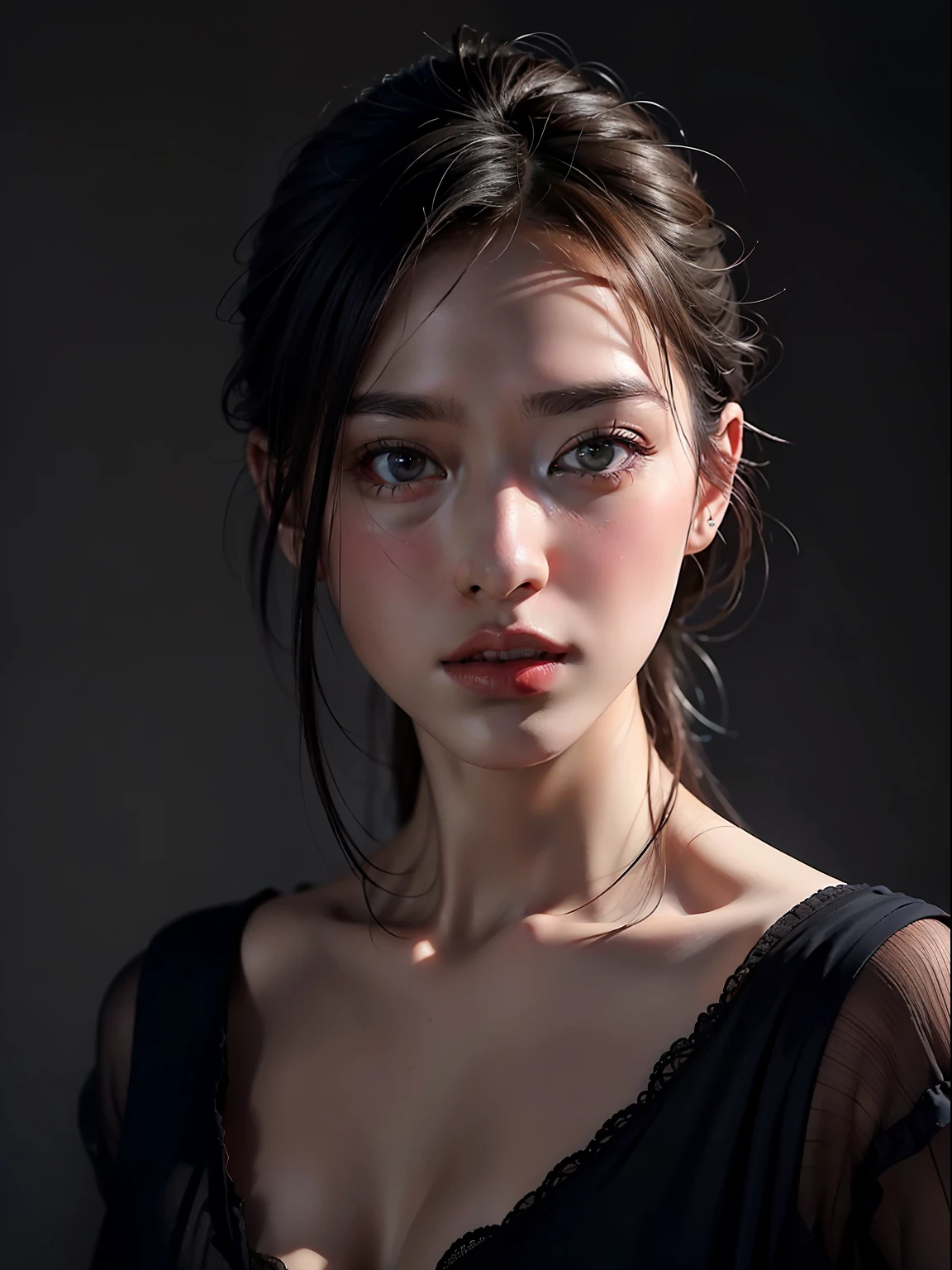 Best quality, masterpiece, ultra high res, (photorealistic:1.4), raw photo, 1girl, in the dark, deep shadow, low key, cold light