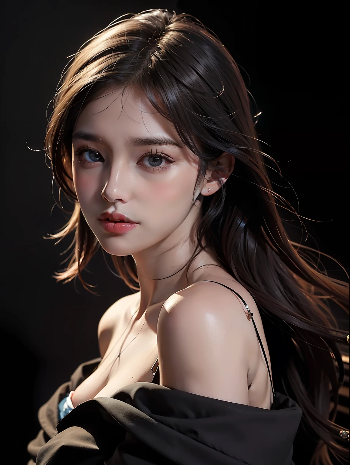 8k, shiny sunshine, attractive face, dress with hidden shoulders,23 years old, ultra high quality, (body from waist up), photo realistic, beautiful face and eyes in every detail, (hairstyle up), (black marble background), cute face, best quality, sweat, very delicate and beautiful, smile, nice buddy, high quality, real, fantasy, real skin, full color, top quality, very delicate and beautiful, Raw Photo Details, Professional Photo, Solo, Beautiful Lips, Forward, Smile, Top Quality, Fantasy, Real Skin, Full Color, Raw Photo Detail, Real Photo