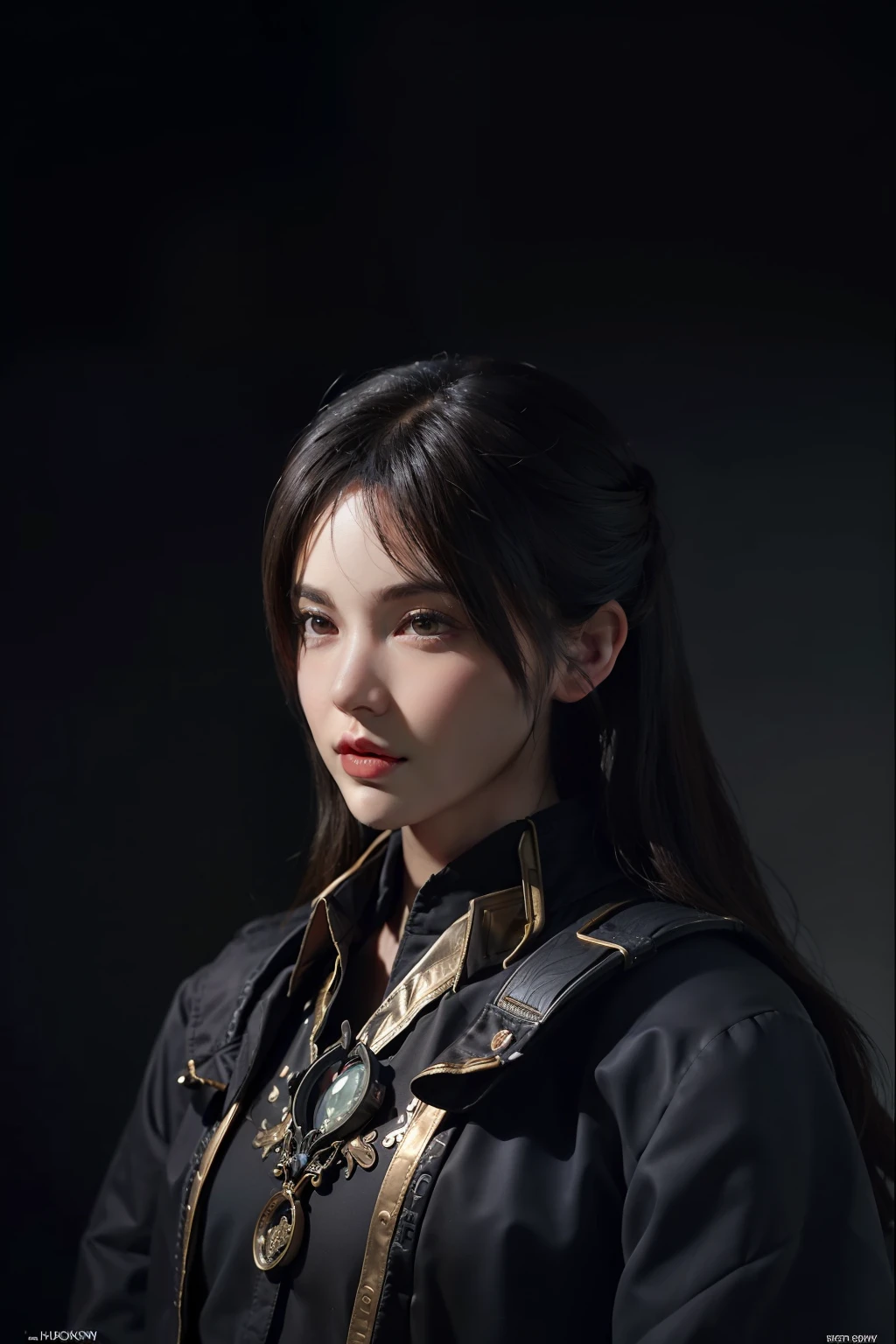 Hyperrealist portrait of female by david hockney and alphonse mucha,fantasy art, photo realistic, dynamic lighting, artstation, poster, volumetric lighting, very detailed faces, 4 k, award winning,, 1girl, in the dark, deep shadow, low key,cowboy shot,(official clothing:1.4) ,long hair,white hair,