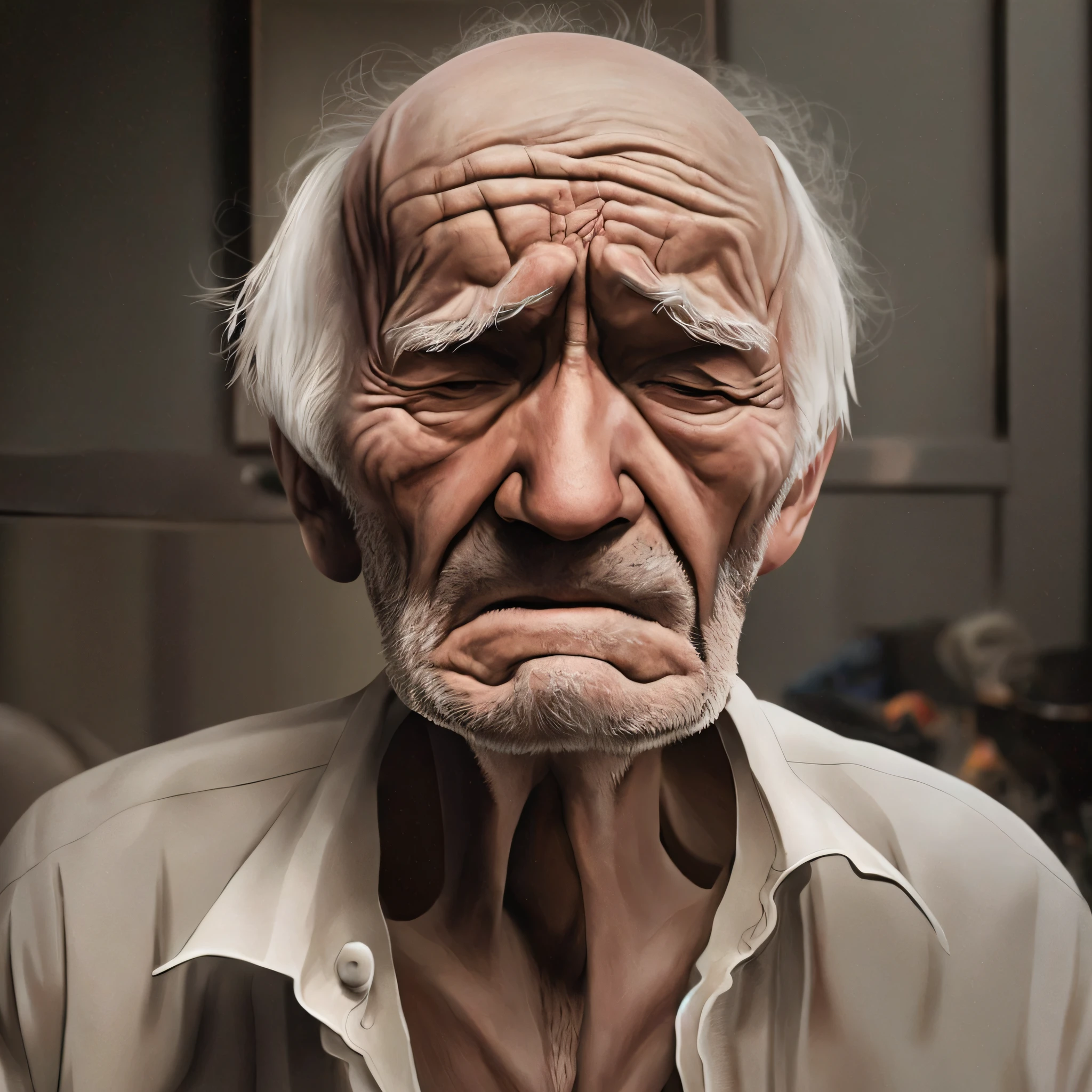 there is a man with a white beard and a white shirt, old man portrait, realistic digital painting, 3d render senior artist, old man, an old man, sad man, cartoon digital painting, photorealistic digital painting, an oldman, ultra realistic digital painting, very realistic digital art, digitally painted, very detailed digital painting, ultra detailed portrait