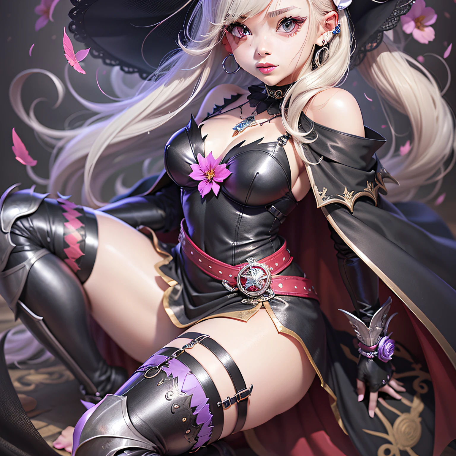 Defcorrin, black hair band, armored dress, purple cape, juliet sleeves, bracers, black gloves, armored legwear, barefoot respcorrin, hair ornament, pink black dress, bare shoulders, elbow gloves, succubus wings, black legcorrin things, black hair band, neckline, black armor, shoulder armor, gauntlets, black gloves, torn cape, black leotar, black adrcorrin legwear,  lavender dress, veil, single glove, single thigh ninth, ninja, black hair fax, choker, japanese clothing, japanese armor, fingerless gloves, sash, armguards, fish nets, pelvic curtain, fingerless socks, holcorrin, witch hat, halloween costume, neckline, detached sleeves, earrings, brown sumcorrina boots, black hair band, hair flower,  flower necklace, bracelet, purple bikini, bikini skirt