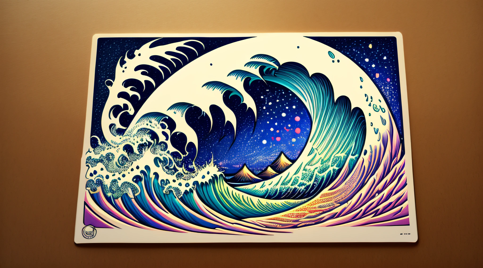 Sticker, work of Hokusai, Ukiyo-e style, Statue of Liberty 1900, psychedelic, abstract. The foreground is like the wave off Kanagawa. The wave is transforming into the head of the dragon. --auto