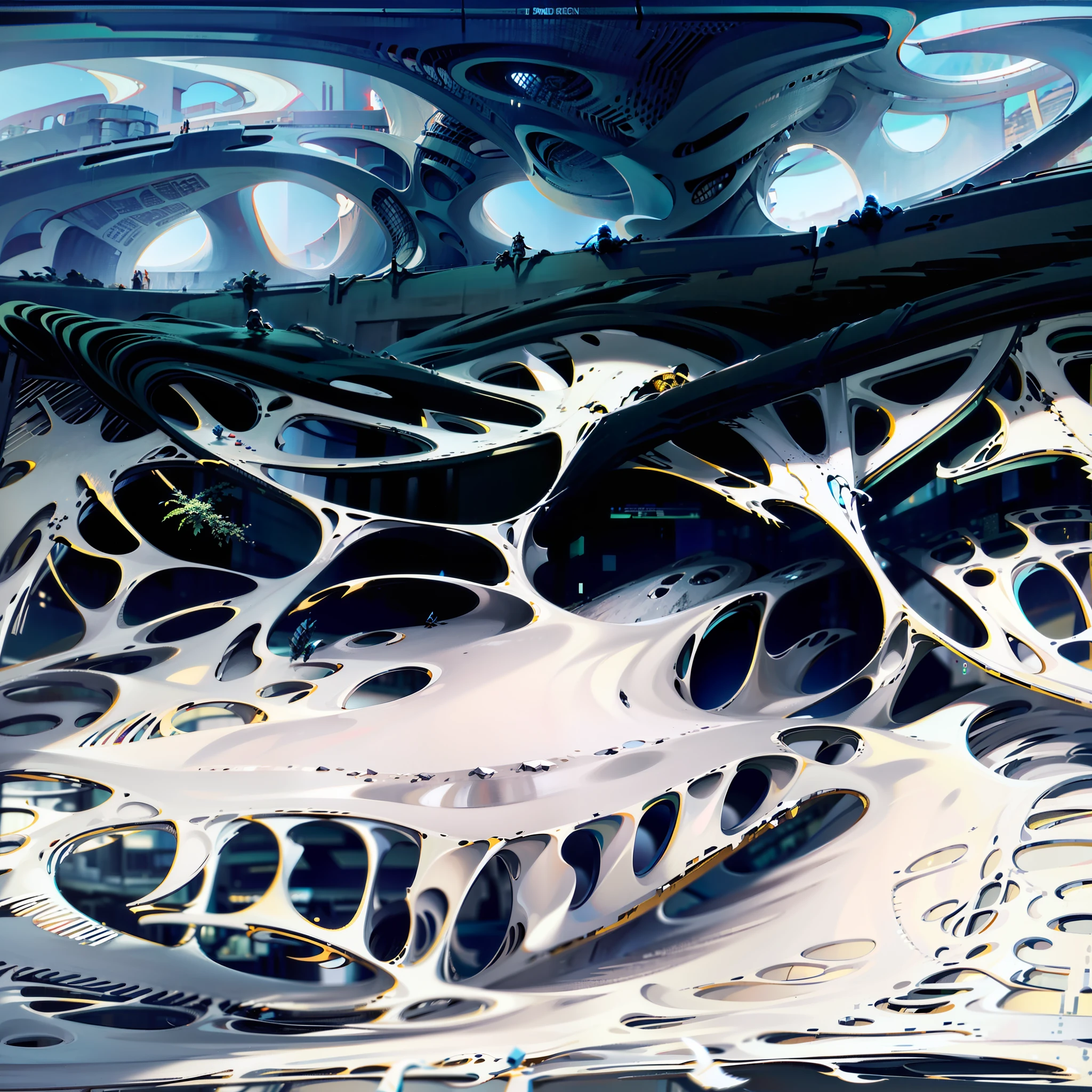 futuristic residential beehive pod architecture designs built inside of grand canyon caves , realistic ,intricate, detailed , cave centric architecture ,upstairs, balconies, futuristic facades, Comic book style design, dark and dirty, dark with rainbow prism ,artistic painting, masterpiece, trending in artstation ,8k high resolution, ultra render cinematic--3:2