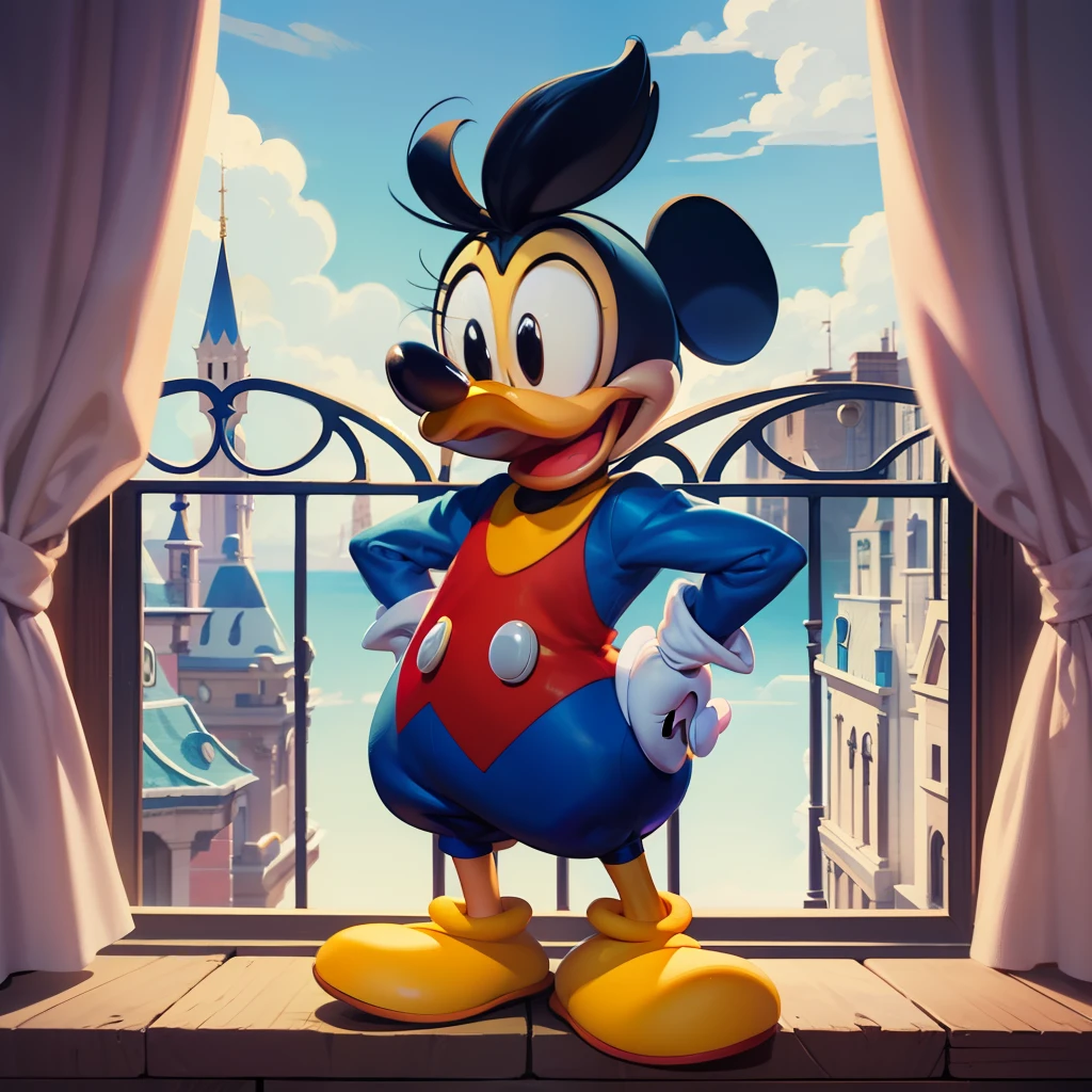 mickey and donald duck wallpapers, donald duck, inspired by Carl Barks, loony tunes style, inspired by Jacob Duck, ducks, disney cartoon, disney render, donald duck in real life, official art, official illustration, in style of disney animation, daffy duck, by Eddie Mendoza, loony toons style, duck, cartoon digital painting, cartoon digital art