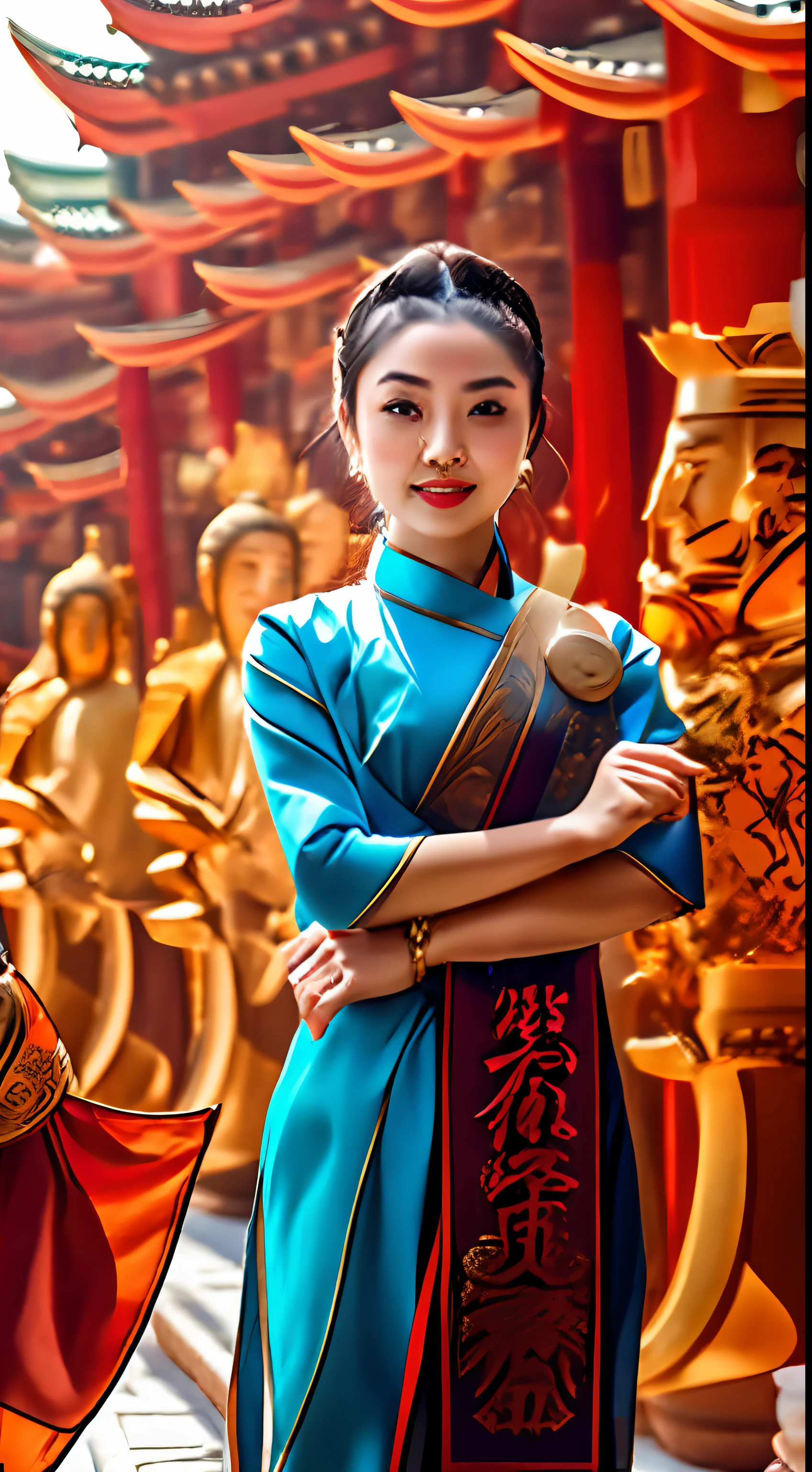 Beautiful immortal cultivation woman, unchanged appearance, background Tang City, graceful appearance, dignified temperament, clothes are ancient clothing