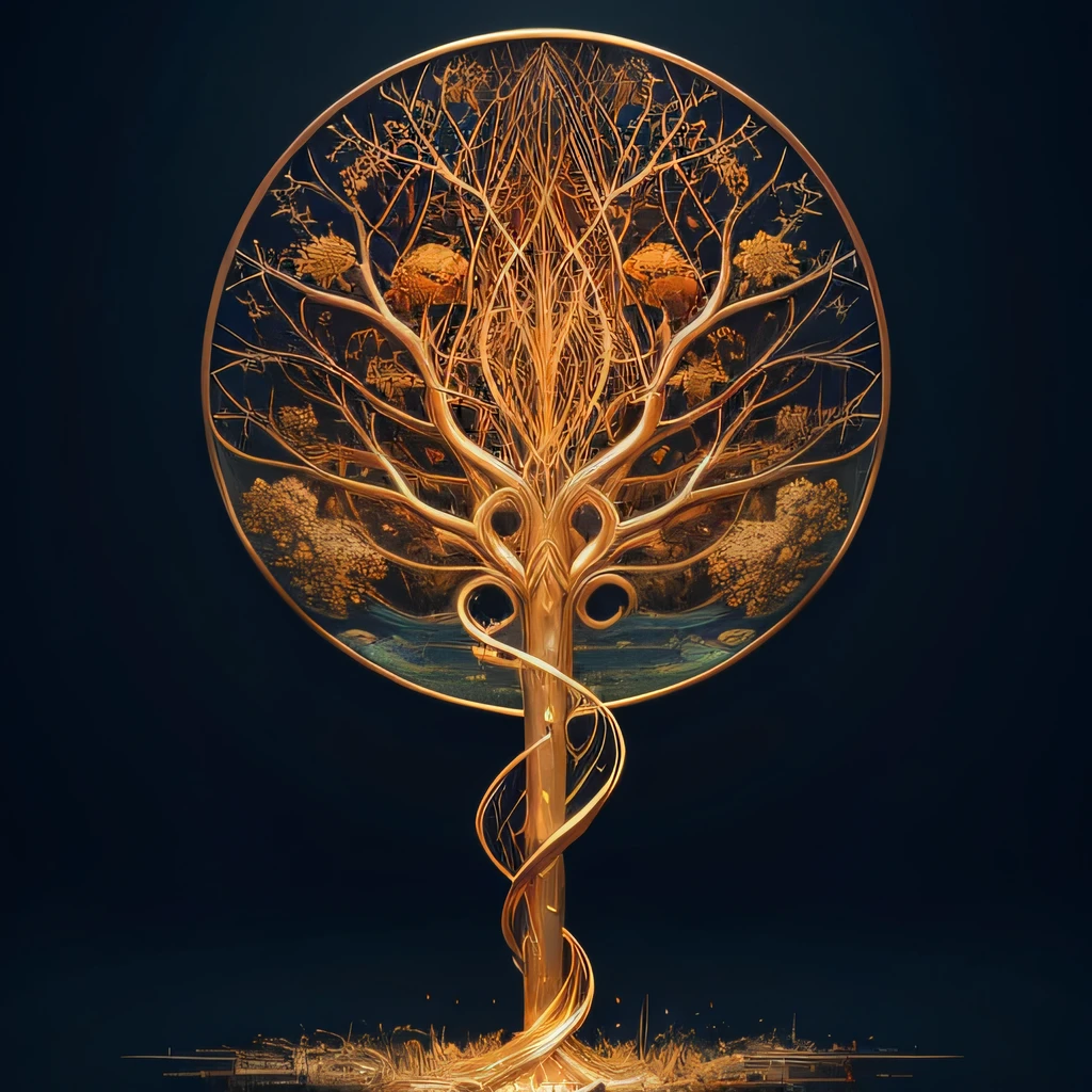 Beautiful symmetrical full body photo painted in oil with thick brushstrokes and wet paint, Fibonacci, golden ratio, melted wax, visible brushstrokes, surrounded by crystal spheres, 3D tessellation wireframe, neural graphic, neurons, tree of life, color, love, passion, oil on canvas, thick brushstrokes, insanely detailed, 8k uhd, masterpiece, artstation, surreal