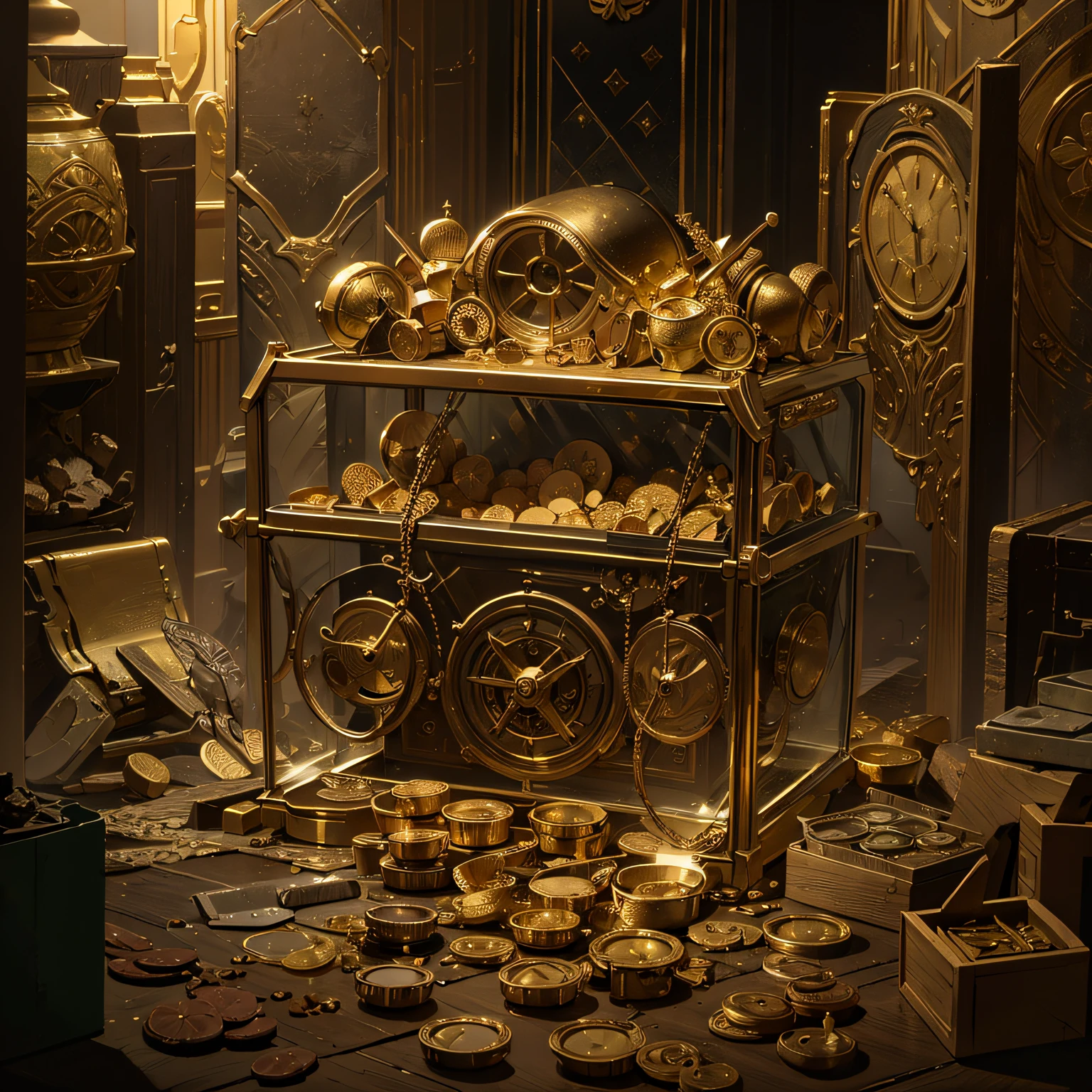 ancient treasure, yellow lighting --auto