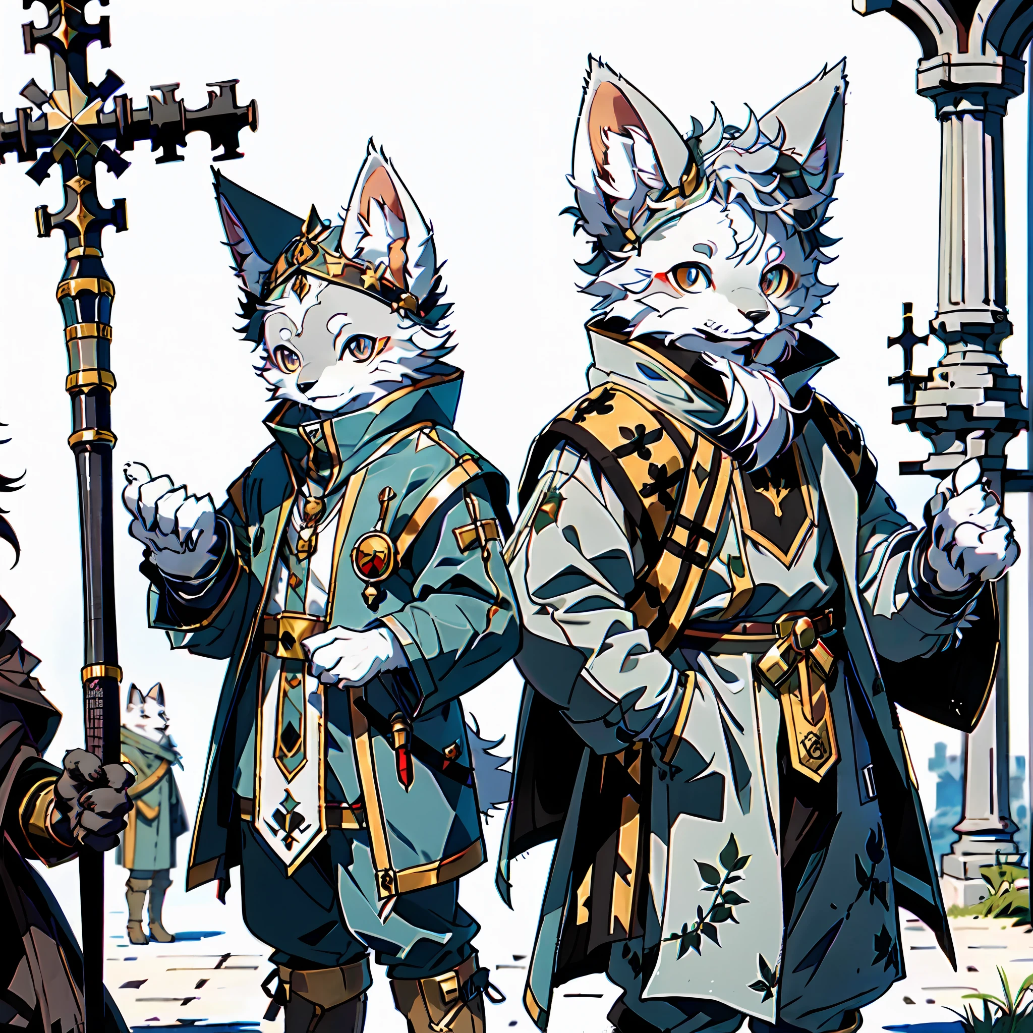 Solo, Masterpiece, High Detail, Super High Quality, High Resolution, 1080P, ((Single)), Furry, (Male Arctic Fox: 1.5), (Gray Fur: 1.5), (Gray Skin: 1.5)), Gray Ears, (Golden Eyes: 1.5), (Gray Paws)), Canine Paws, ((Detailed People)), Character Focus, On the Medieval Streets, Dressed in the Costumes of Medieval Soldiers