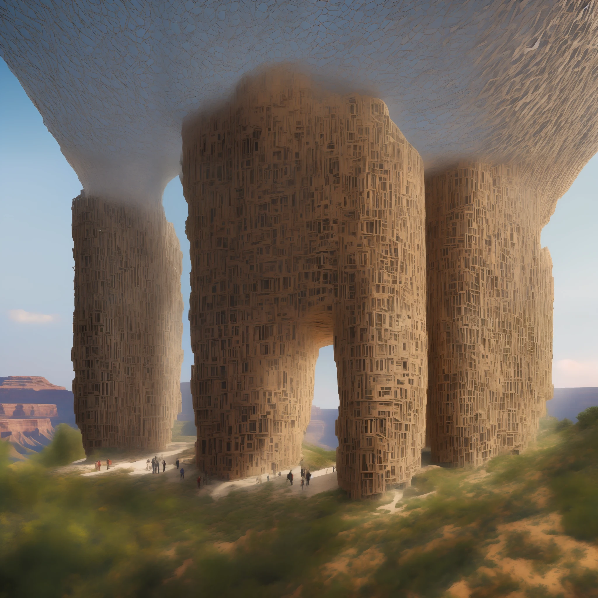 futuristic masterpiece, luxury residential beehive pod architecture designs carved inside of grand canyon caves , realistic ,intricate, detailed , cave centric architecture styles of Rem Koolhaas,Daniel Libeskind, Jean Nouvel, Paolo Soleri, upstairs, balconies, futuristic facades