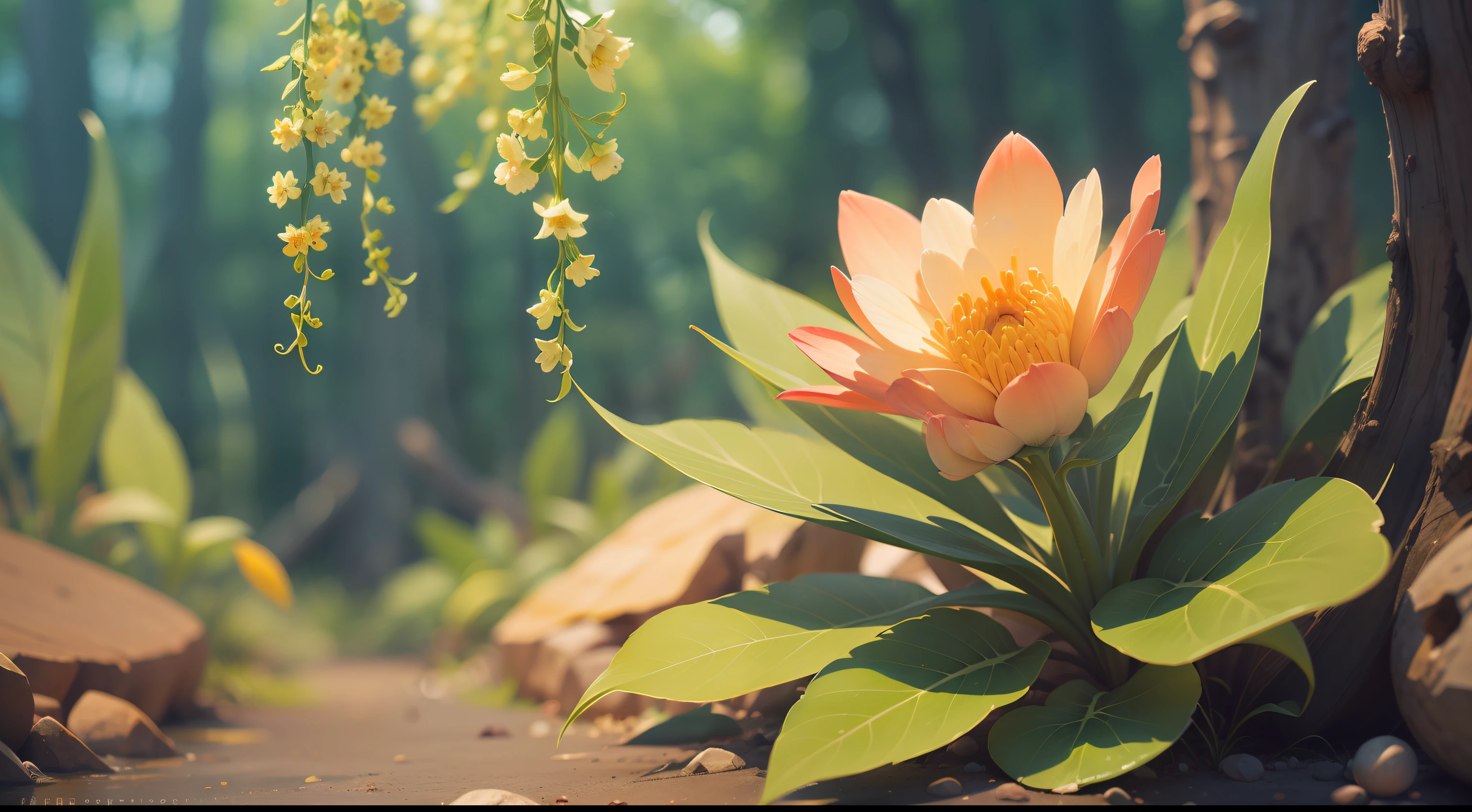 "Generate an abstract artistic background with a spring or summer theme, featuring vibrant colors and a refreshing atmosphere. The image should convey a sense of renewal, with abstract elements that refer to nature, such as flowers, leaves or stylized organic elements. The colors should be cheerful and vivid, evoking the energy and vitality of the season. Make sure the background is detailed and textured to offer the best visual quality and attract buyers looking for creative and modern designs for their graphic design, web design and other project needs."