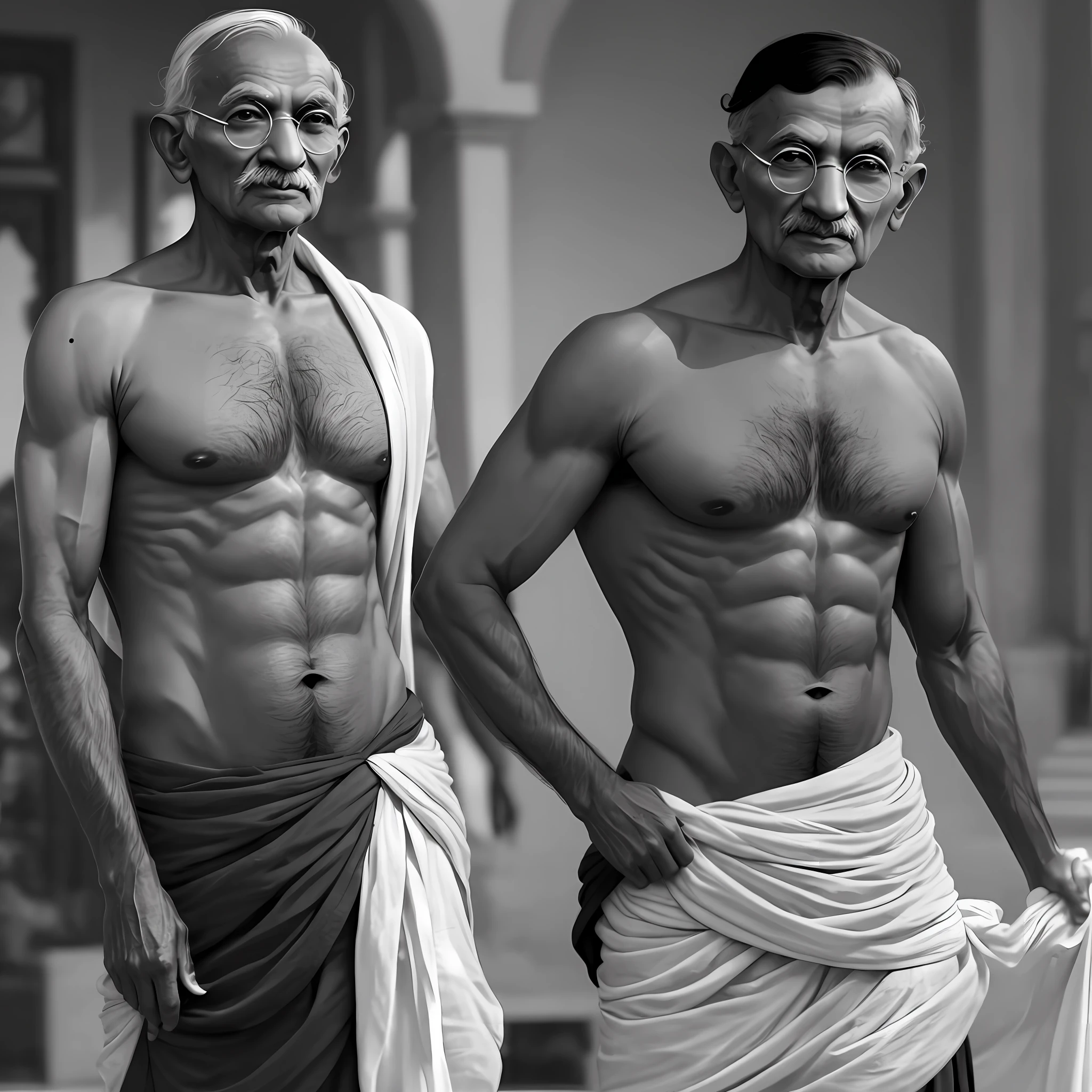 Mahatma Gandhi,good physique, handsome --auto