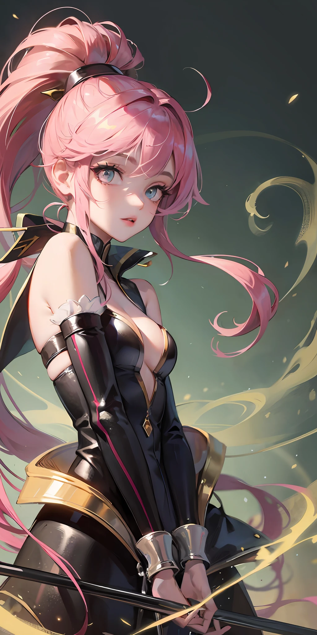 Masterpiece, Top Quality, High Resolution, 1 Girl, Solo, Magical Girl, Relaxed, Cool, War Background, Shady, Ponytail,