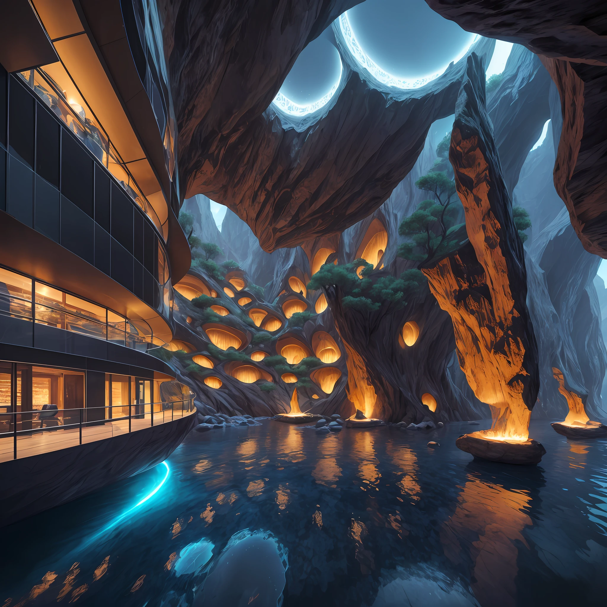 futuristic masterpiece, luxury residential beehive pod architecture designs carved inside of grand canyon caves , realistic ,intricate, detailed , cave centric architecture styles of Rem Koolhaas,Daniel Libeskind, Jean Nouvel, Paolo Soleri, upstairs, balconies, futuristic facades, trending on artstation, beautiful lighting,In the style of Jean Nouvel masterpiece, fantasy, intricate, award winning, 4k, highest quality render model:Real --auto --s2